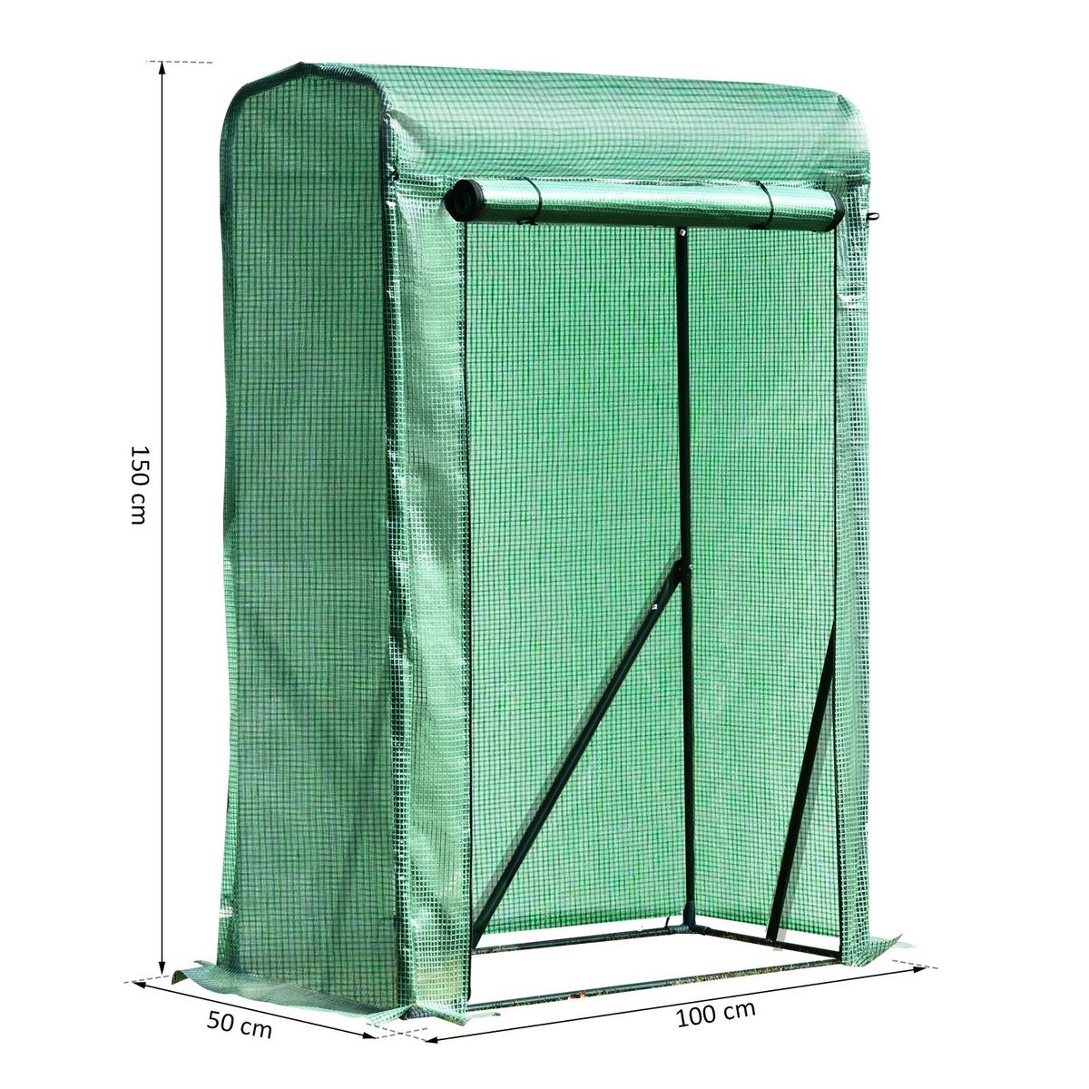 OUTSUNNY Serre de jardin serre à tomates anti-UV dim. 100L x 50l x 150H cm porte zipée déroulante acier PE vert