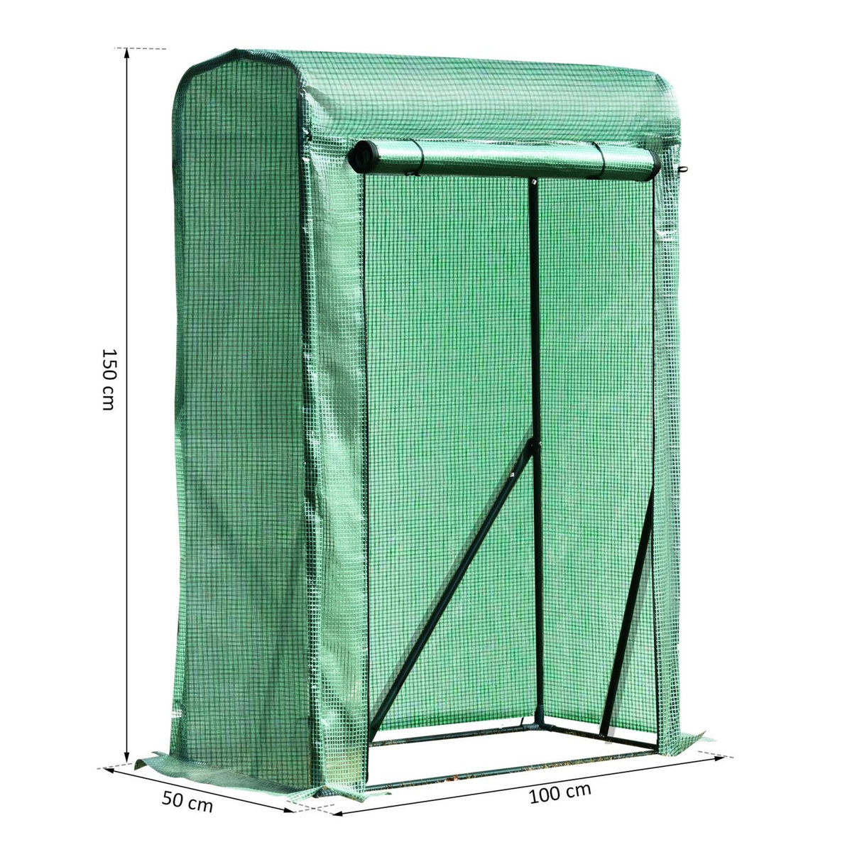 OUTSUNNY Serre de jardin serre à tomates anti-UV dim. 100L x 50l x 150H cm porte zipée déroulante acier PE vert