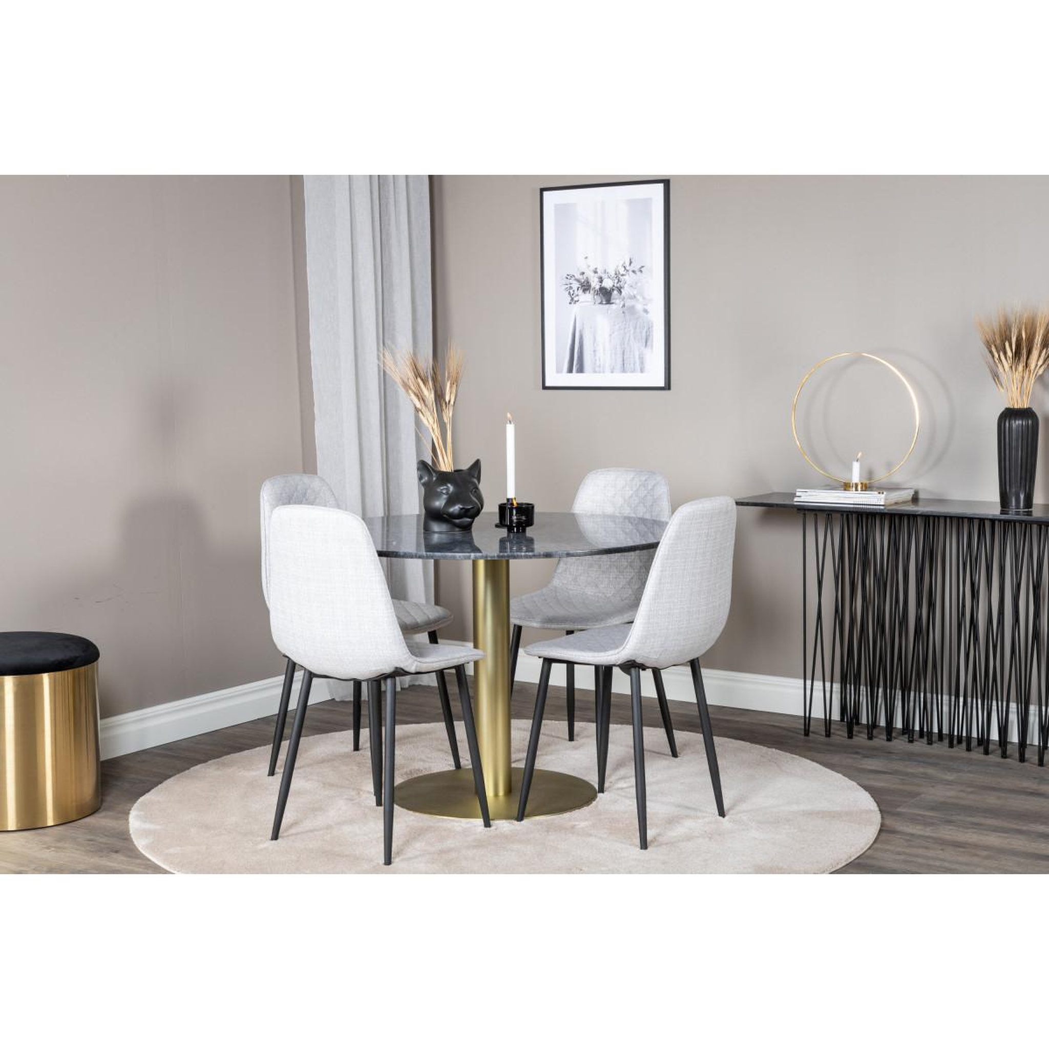 Voir la diapositive 5 : Paris Prix Ensemble table à manger & 4 chaises  estelle ii & polar  106cm noir & gris