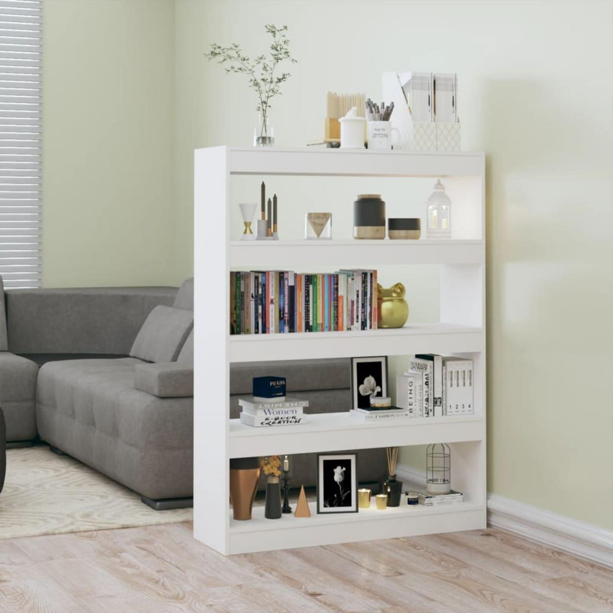 VIDAXL Bibliotheque/Separateur de piece Blanc brillant 100x30x135 cm