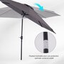 OUTSUNNY Parasol en métal rond polyester 180g/m² manivelle inclinable Ø 3 x 2,45 m gris