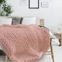The Home Deco Factory Plaid grosse maille Chunky - L. 150 x l. 120 cm - Rose