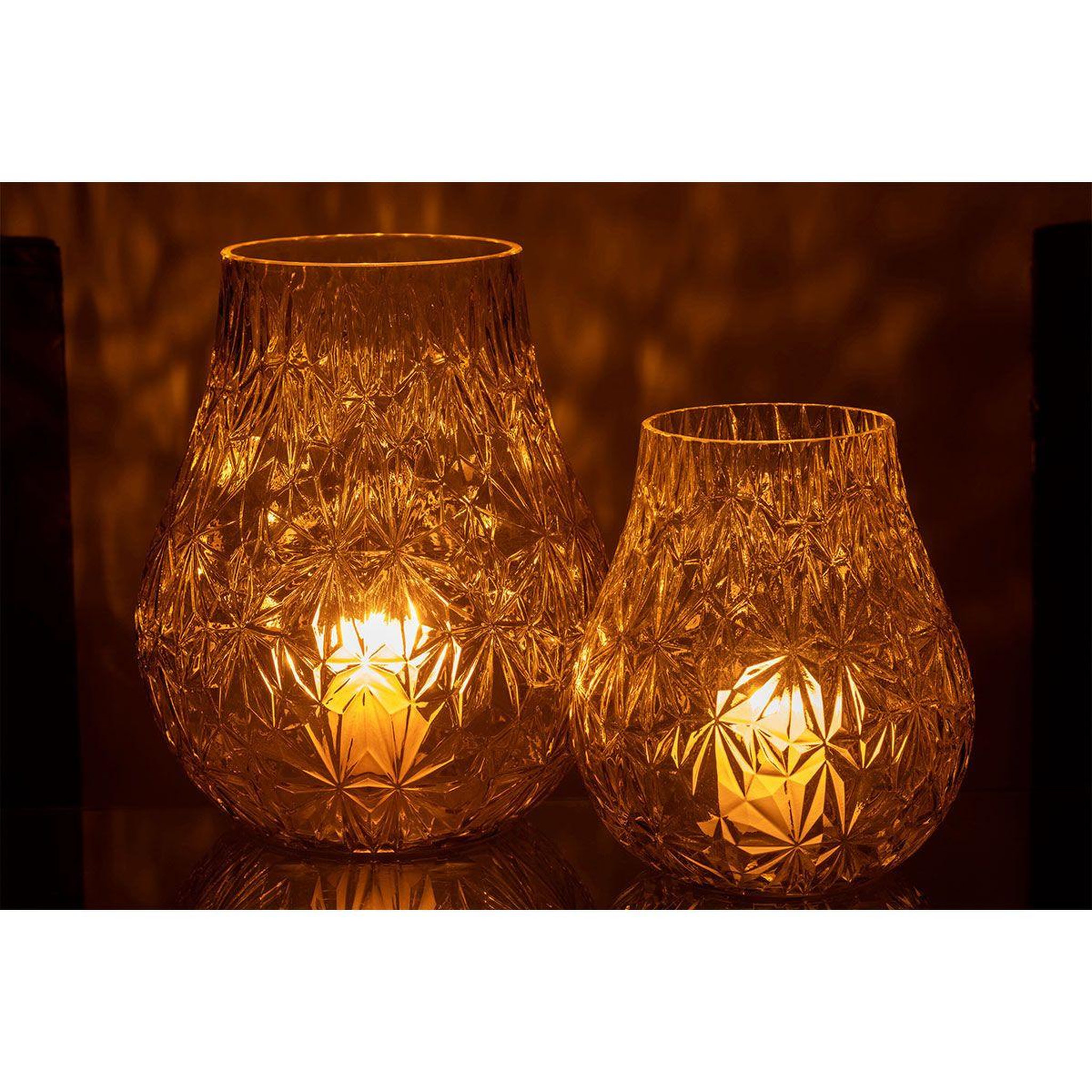 Voir la diapositive 6 : J-LINE Vase design en verre  diamant  22cm jaune