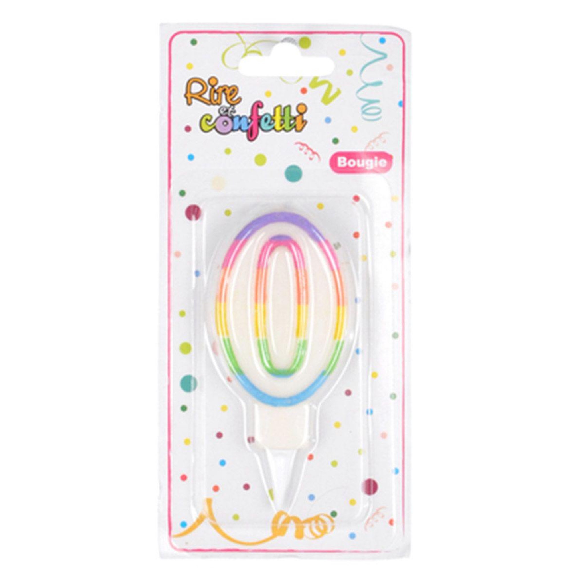Voir la diapositive 2 : HOMEA Bougie d'Anniversaire  Chiffre 0  7cm Multicolore