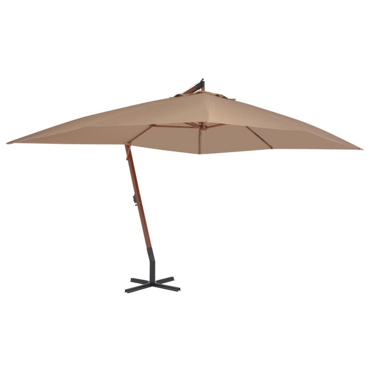 VIDAXL Parasol de jardin en porte-a-faux avec mat en bois taupe