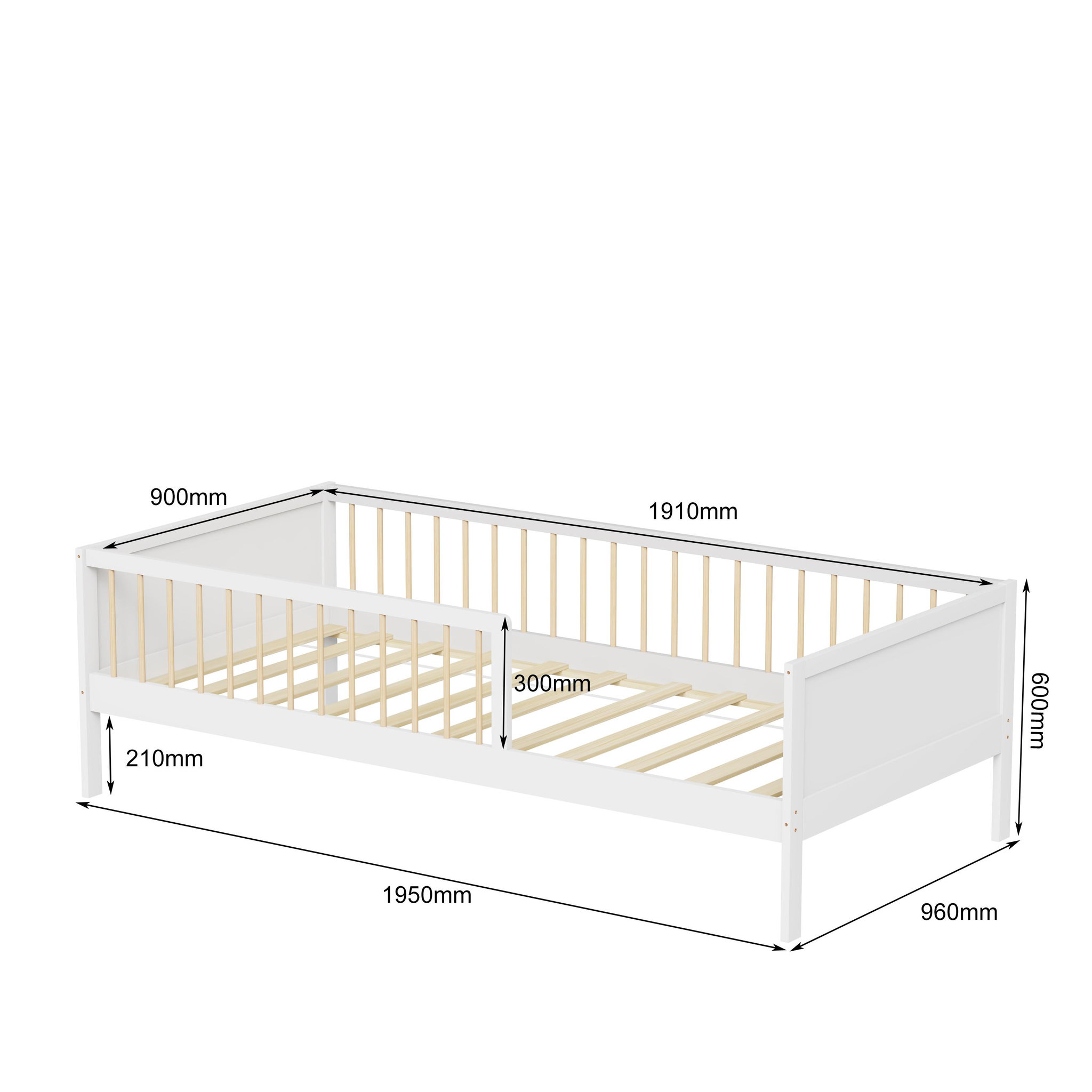 Voir la diapositive 2 : MINEA MINEA | Lit avec barrière PEPITO 90x190 cm (matelas non inclus)