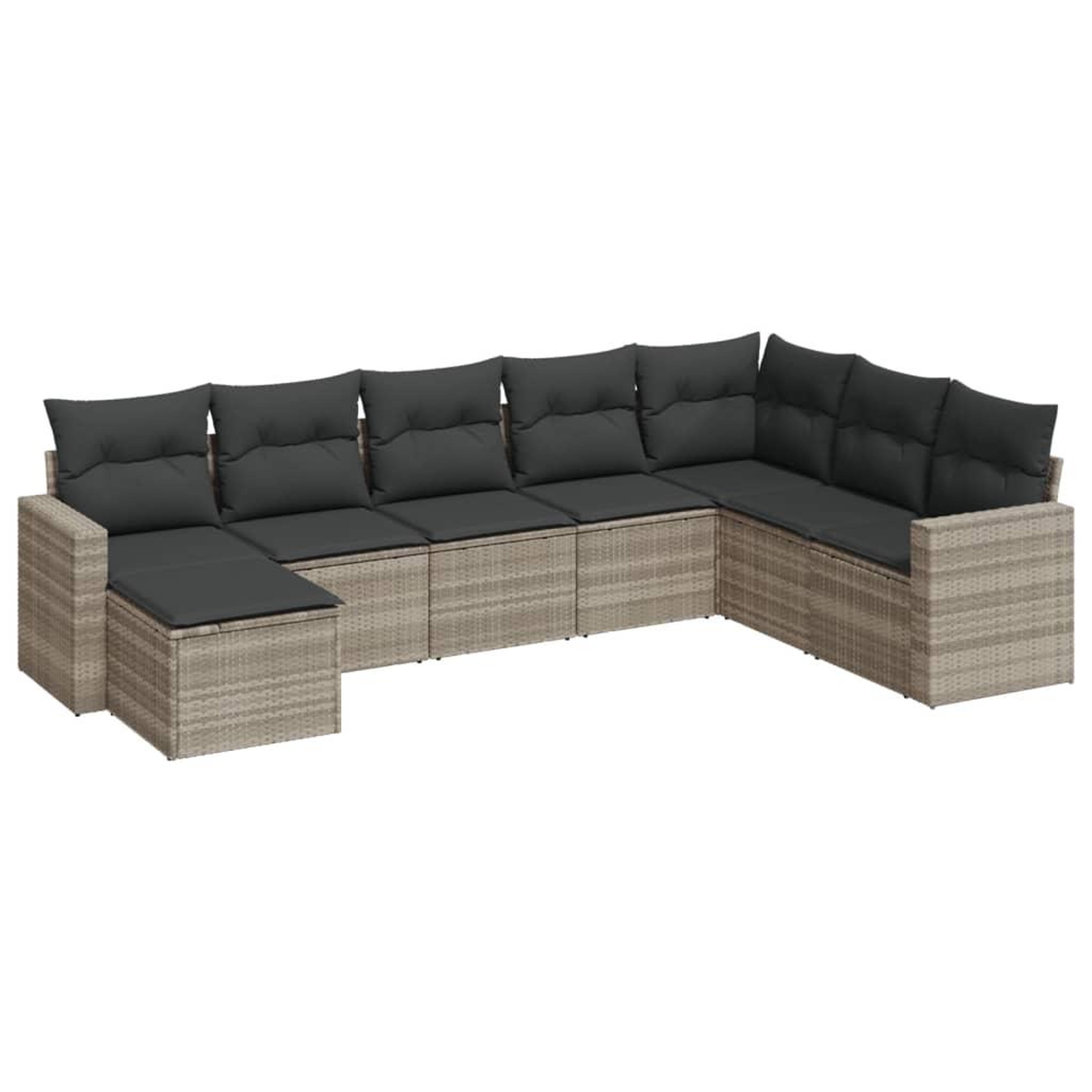 Voir la diapositive 2 : VIDAXL Salon de jardin 8 pcs avec coussins gris clair resine tressee