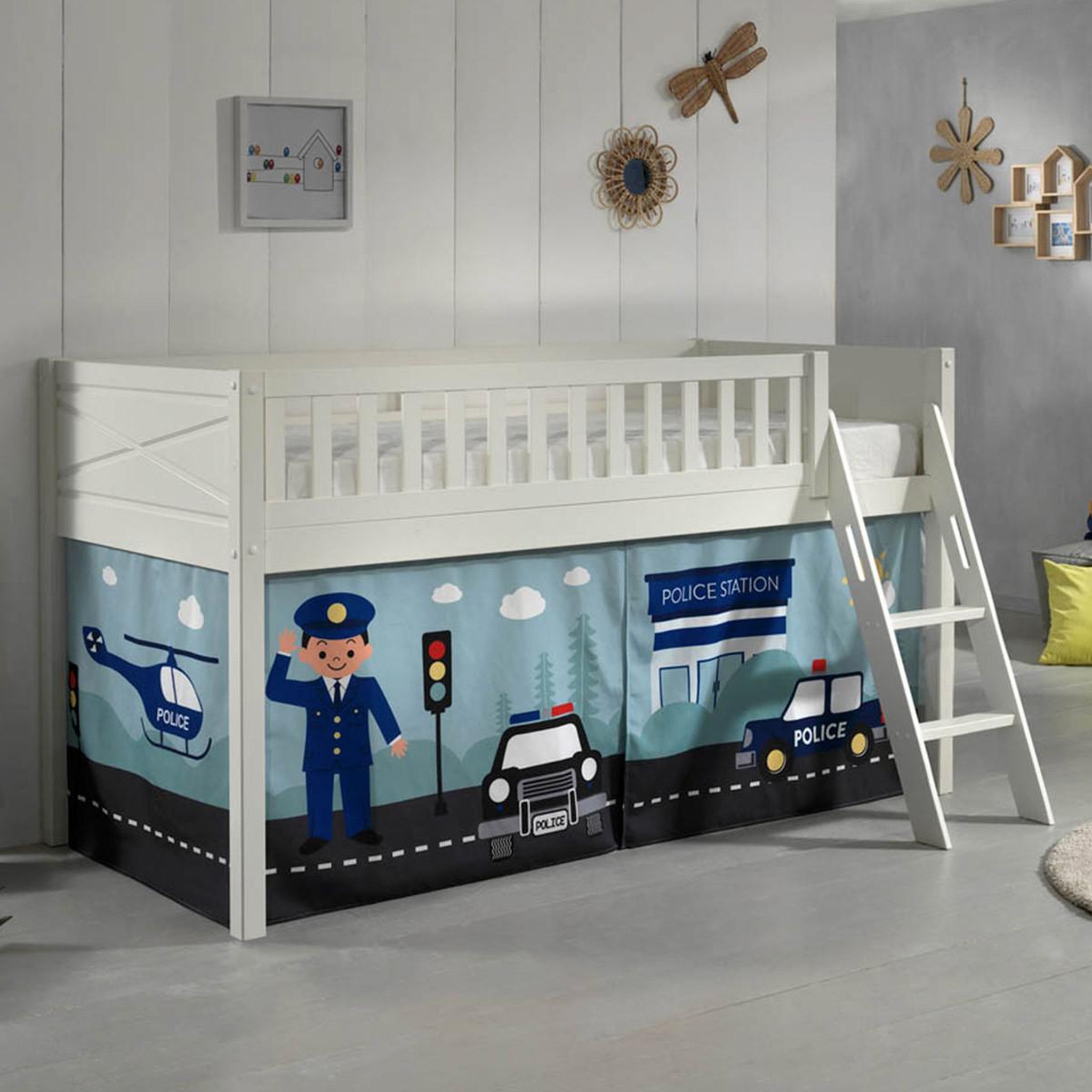 Voir la diapositive 5 : Paris Prix Lit enfant tente  scott police  90x200cm blanc