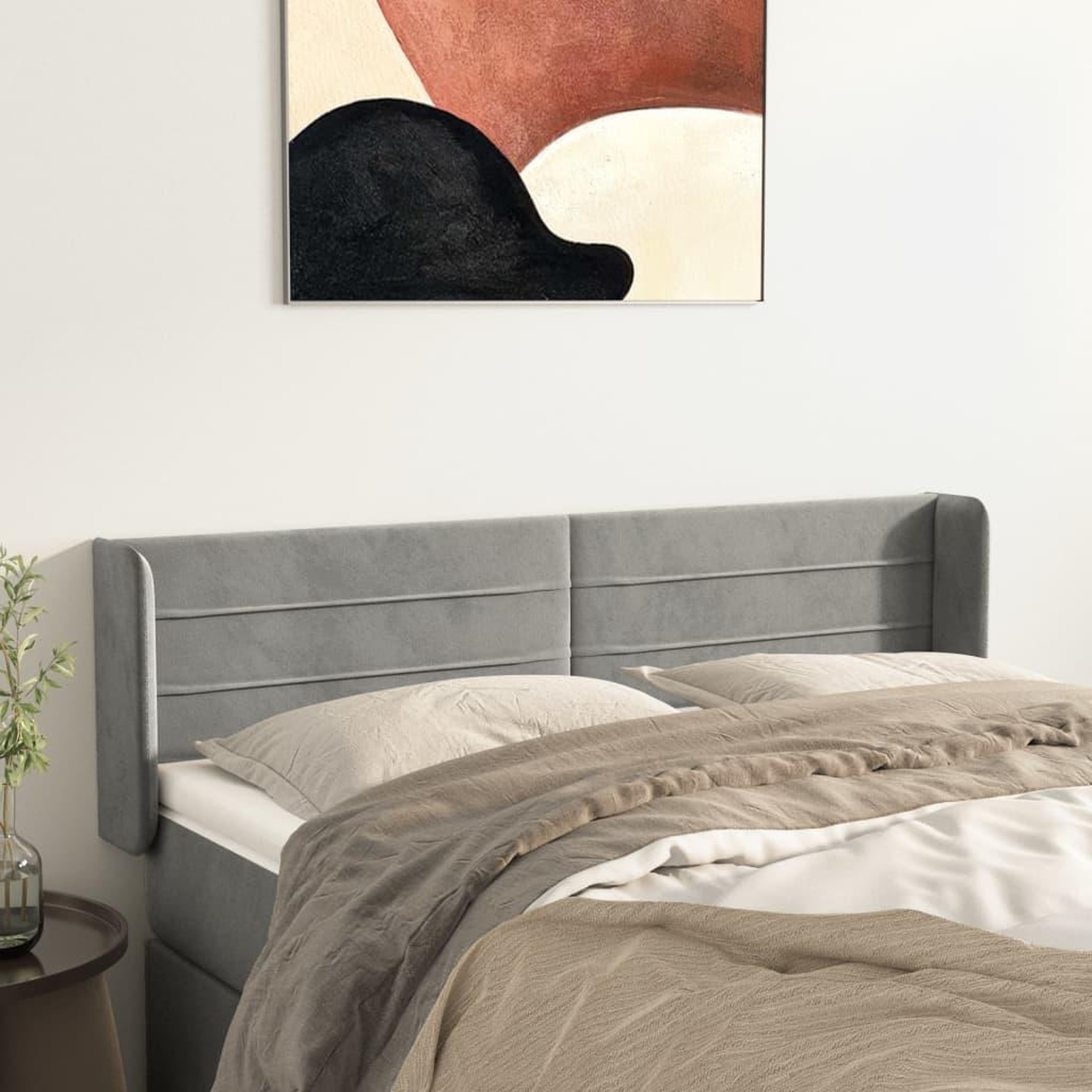 Voir la diapositive 1 : VIDAXL Tete de lit avec oreilles Gris clair 147x16x78/88 cm Velours