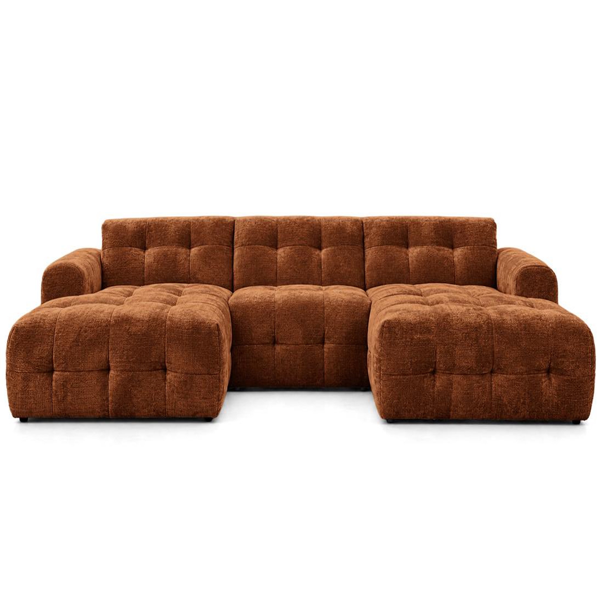 Voir la diapositive 1 : BEST MOBILIER Diane - canapé panoramique en u 6 places en velours texturé