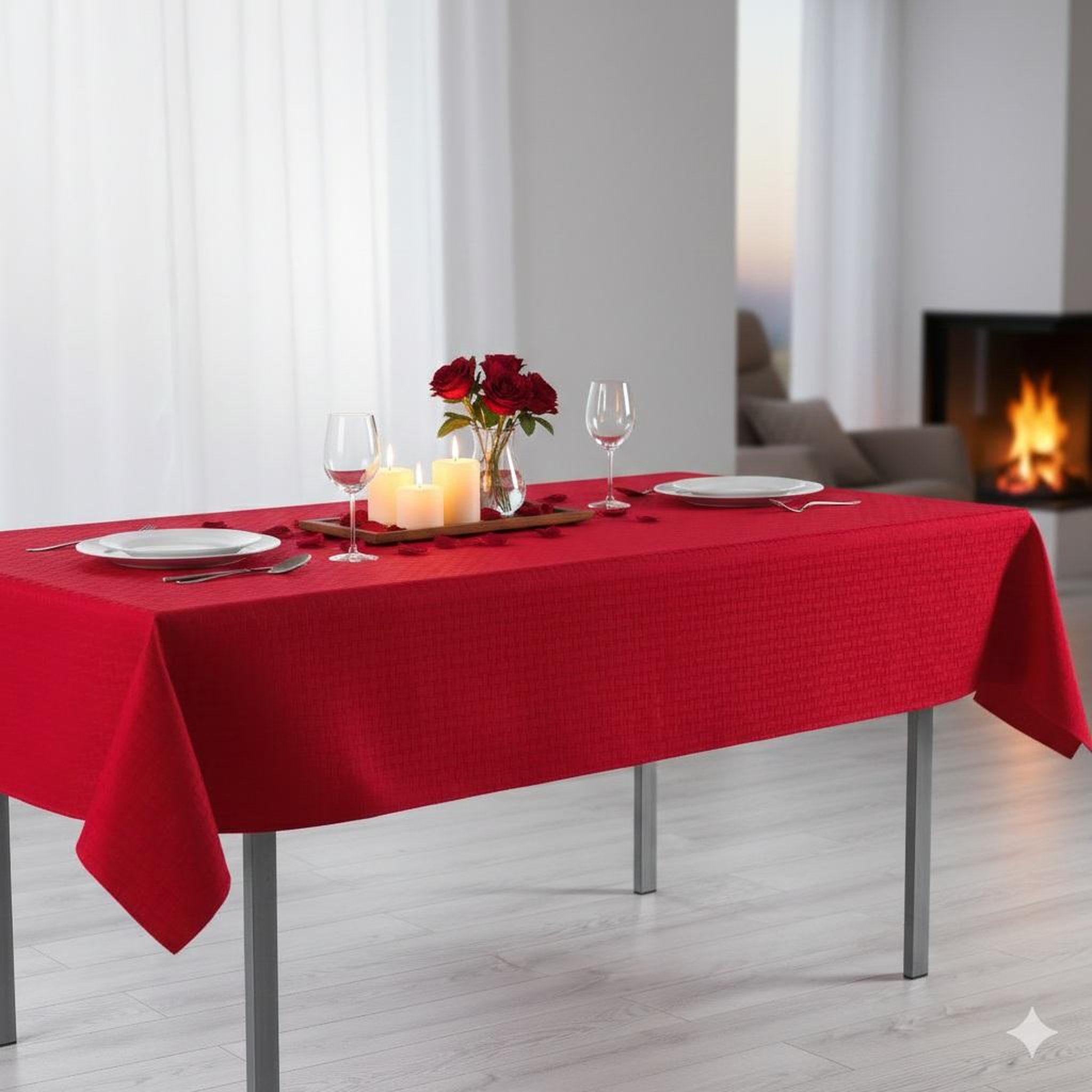 Voir la diapositive 2 : Eden Nappe maillon tissu jacquard design et moderne