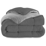 ID MARKET Couette 140x200 CM ZOE polaire biface gris clair et gris 400 gr