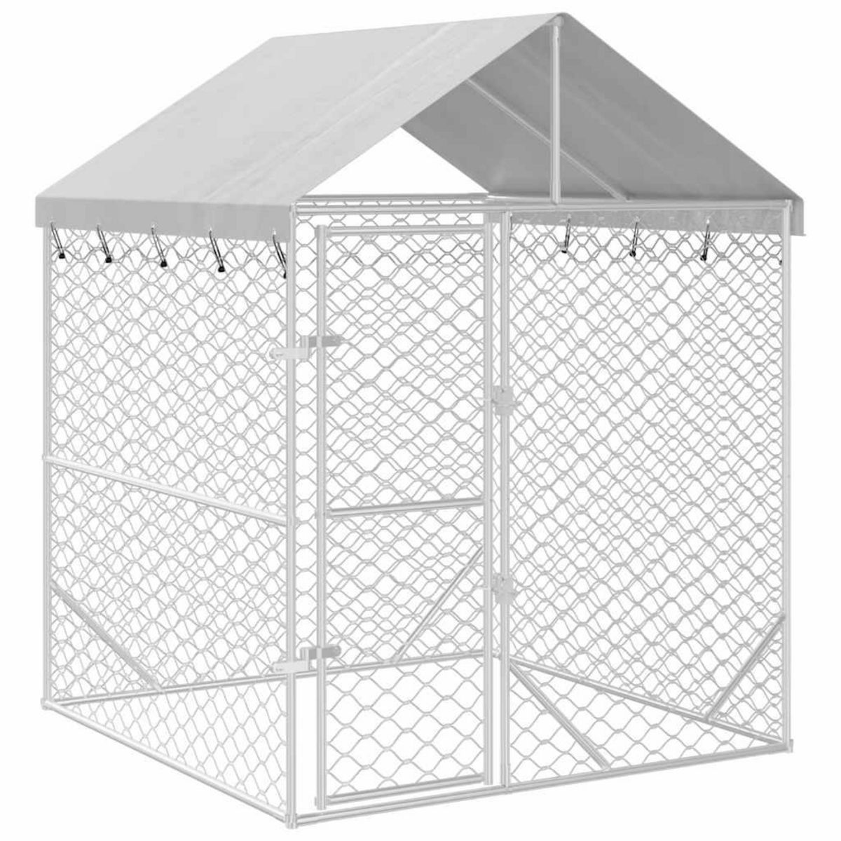 VIDAXL Chenil d'exterieur pour chiens avec toit argente 2x2x2,5 m