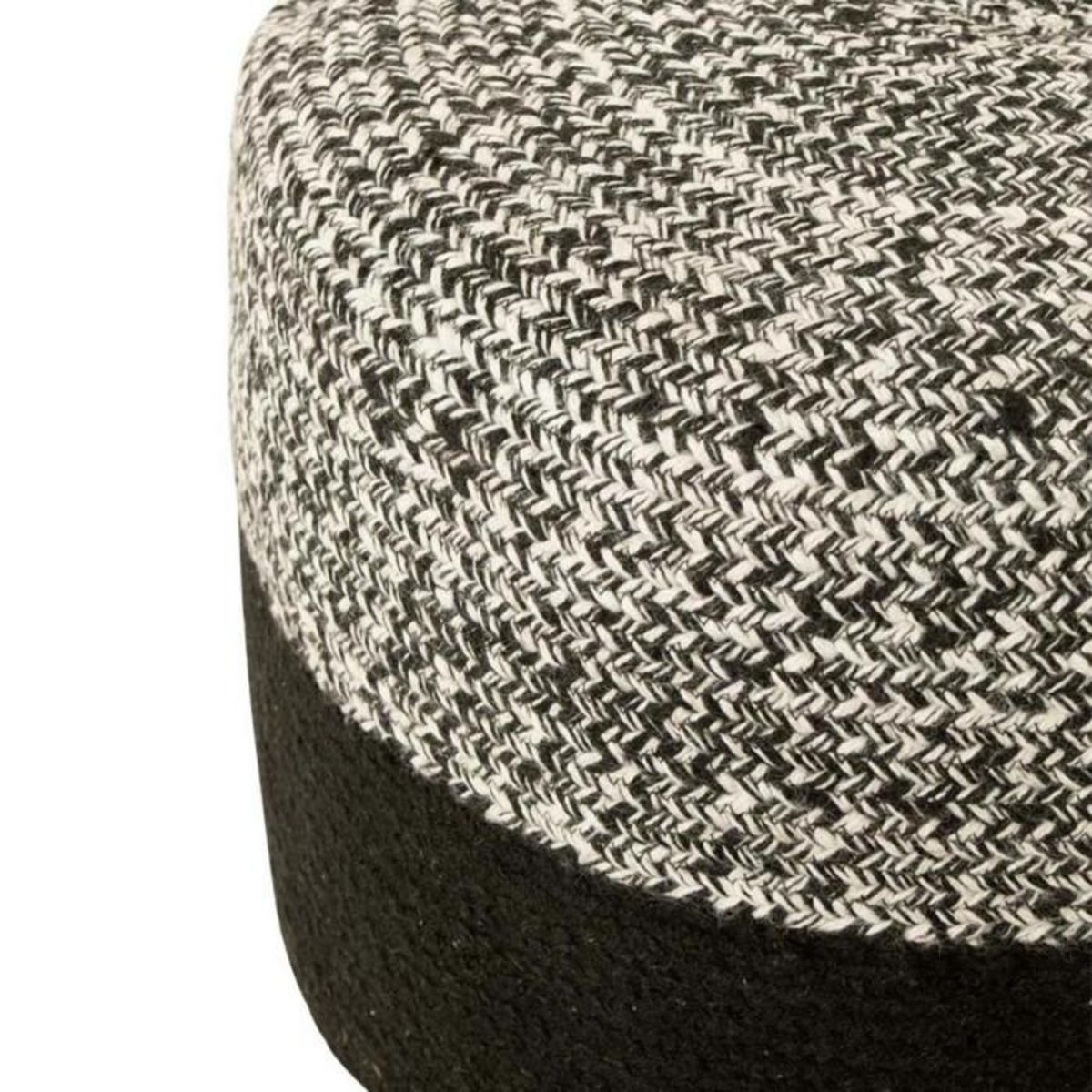 Paris Prix Pouf Rond Design  Miami  50cm Noir & Blanc