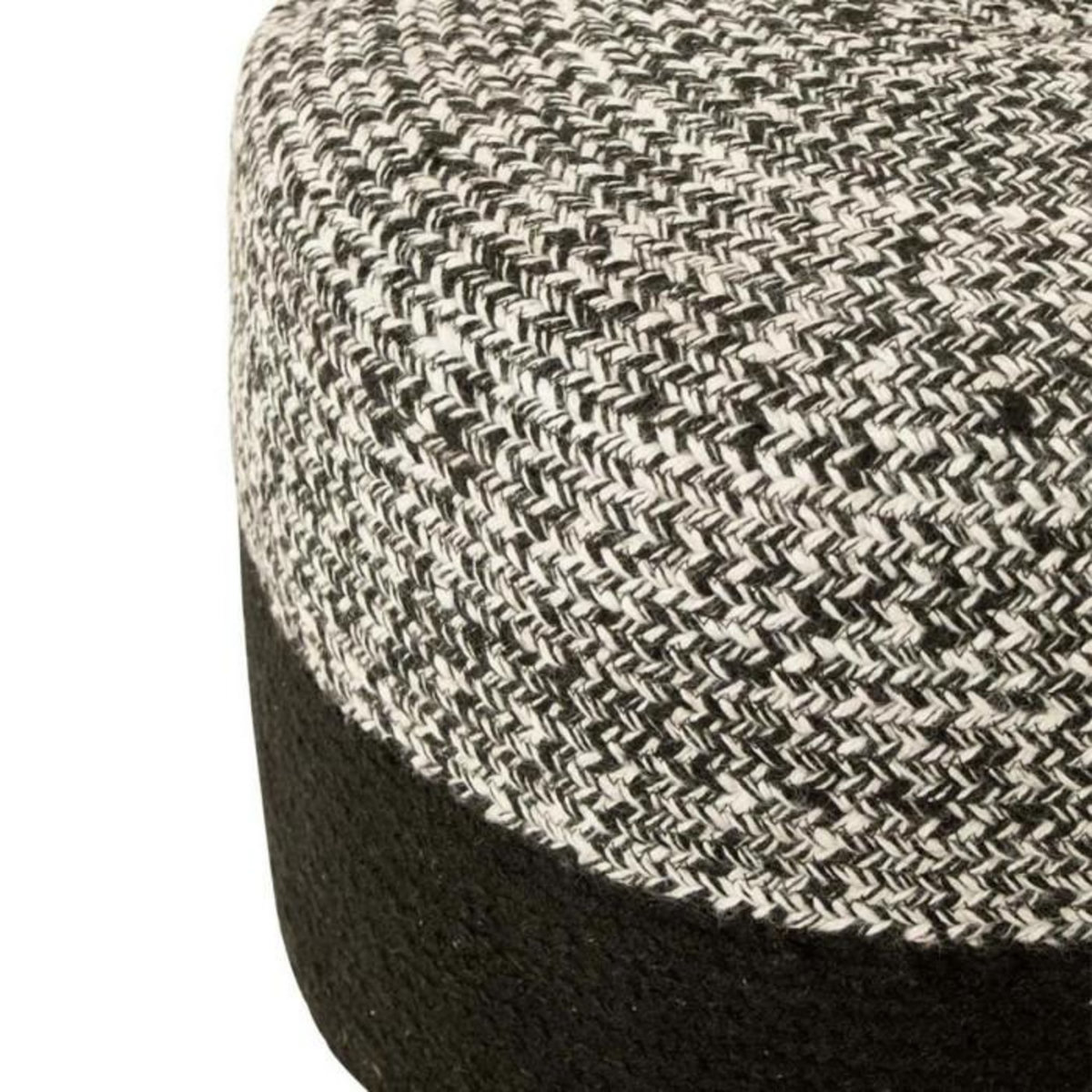 Paris Prix Pouf Rond Design  Miami  50cm Noir & Blanc