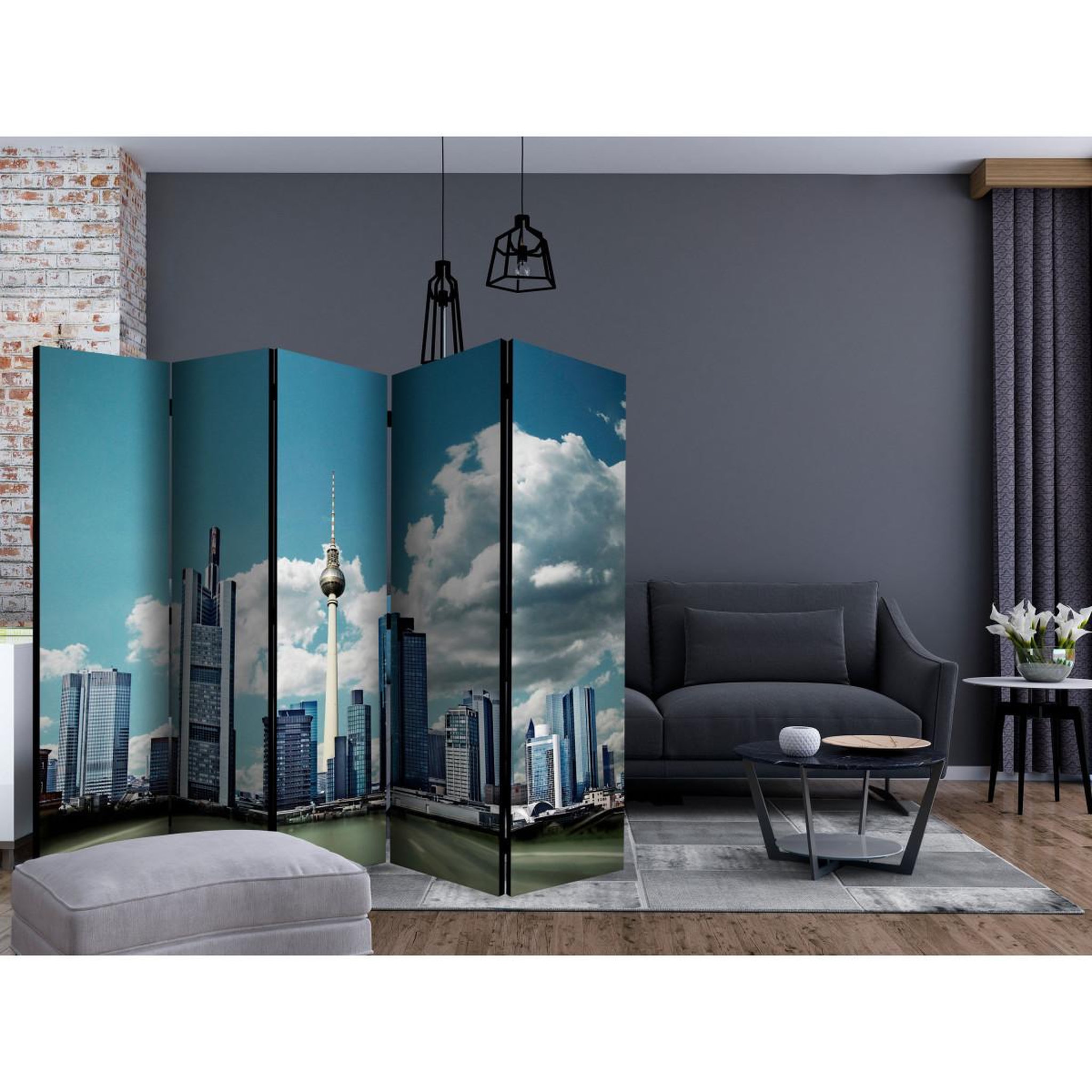 Voir la diapositive 2 : Paris Prix Paravent 5 volets  berlin  172x225cm