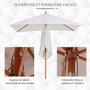 Voir la diapositive 5 : OUTSUNNY Parasol rectangulaire inclinable bois polyester haute densité 2L x 1,5l x 2,3H m crème