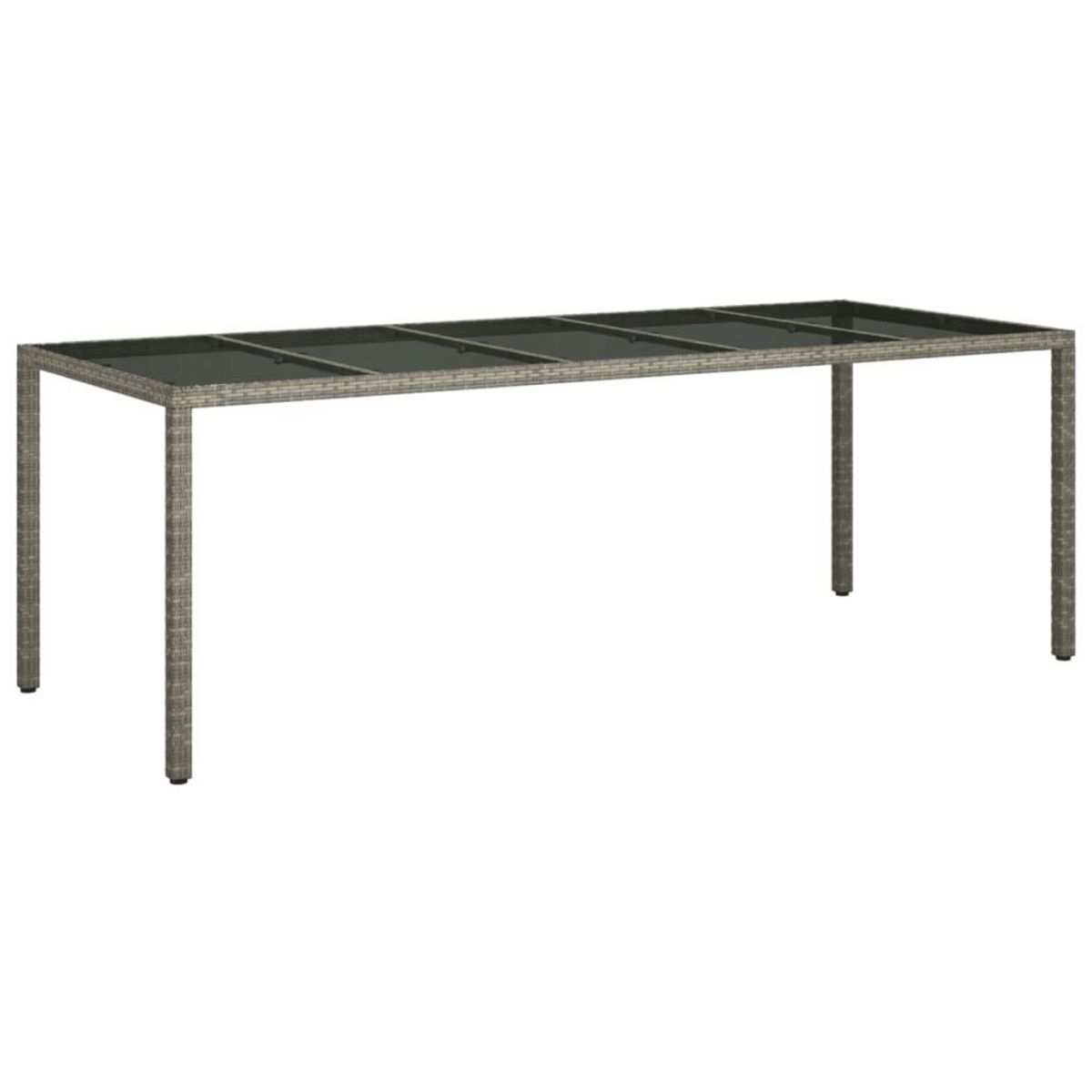 VIDAXL Table de jardin gris 250x100x75 cm Verre trempe et poly rotin