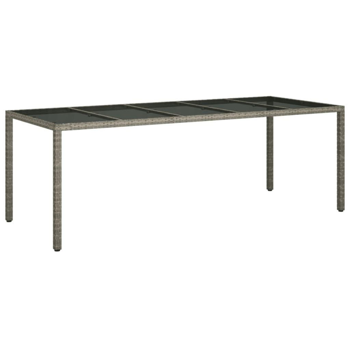 VIDAXL Table de jardin gris 250x100x75 cm Verre trempe et poly rotin