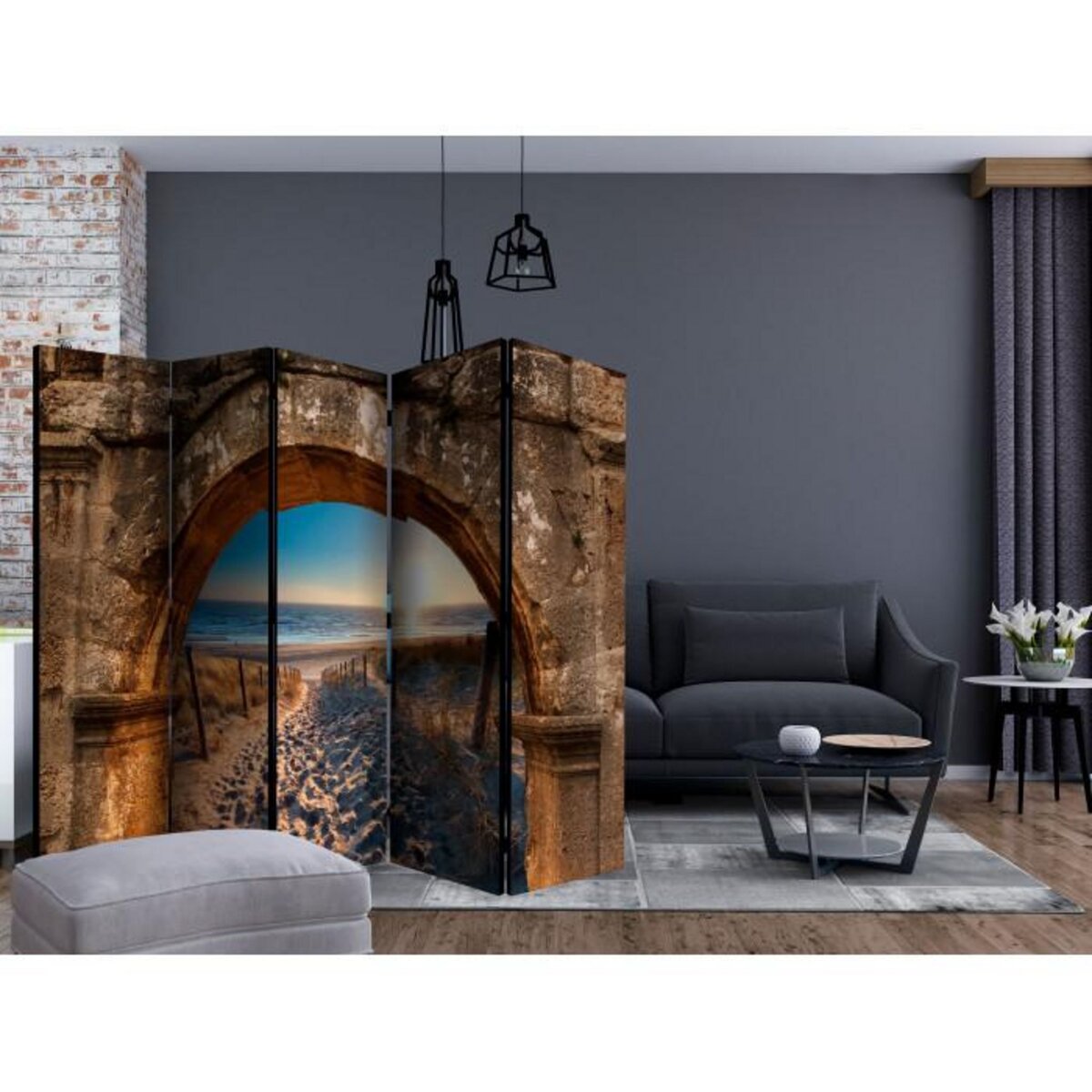 Paris Prix Paravent 5 Volets  Arch & Beach  172x225cm