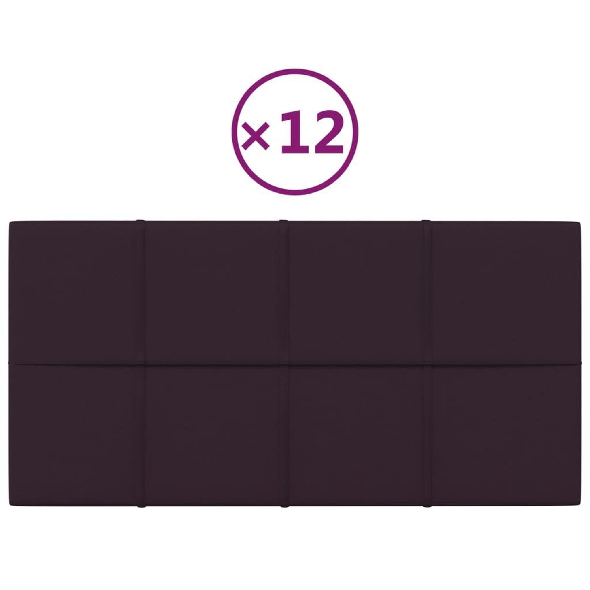 Voir la diapositive 2 : VIDAXL Panneaux muraux 12 pcs Violet 60x30 cm Tissu 2,16 m^2