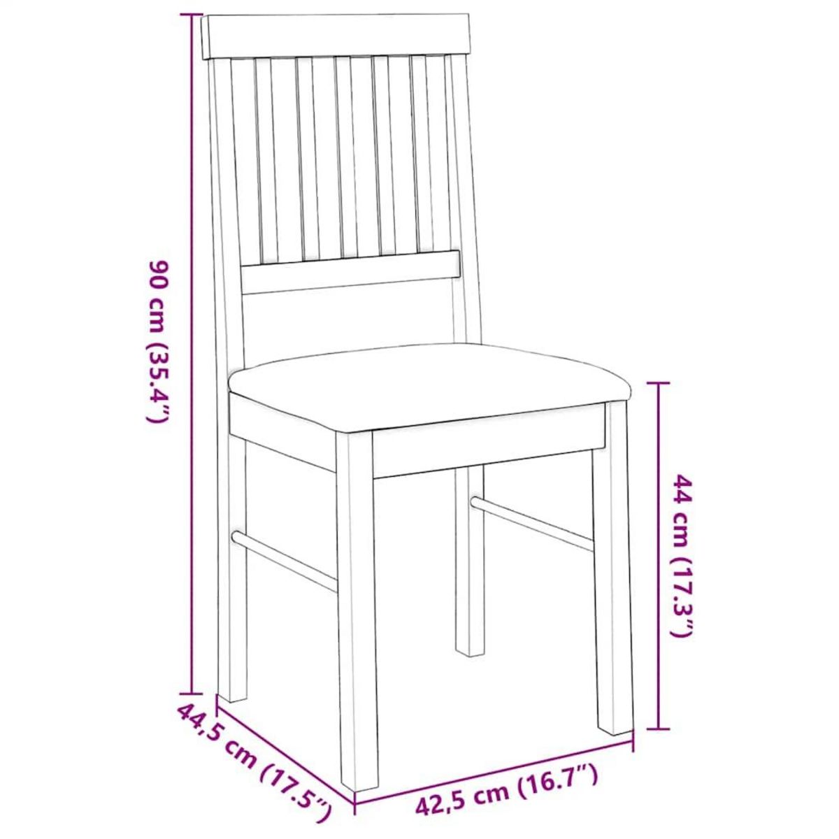 VIDAXL Chaises a manger coussins 2 pcs blanc bois massif caoutchouc