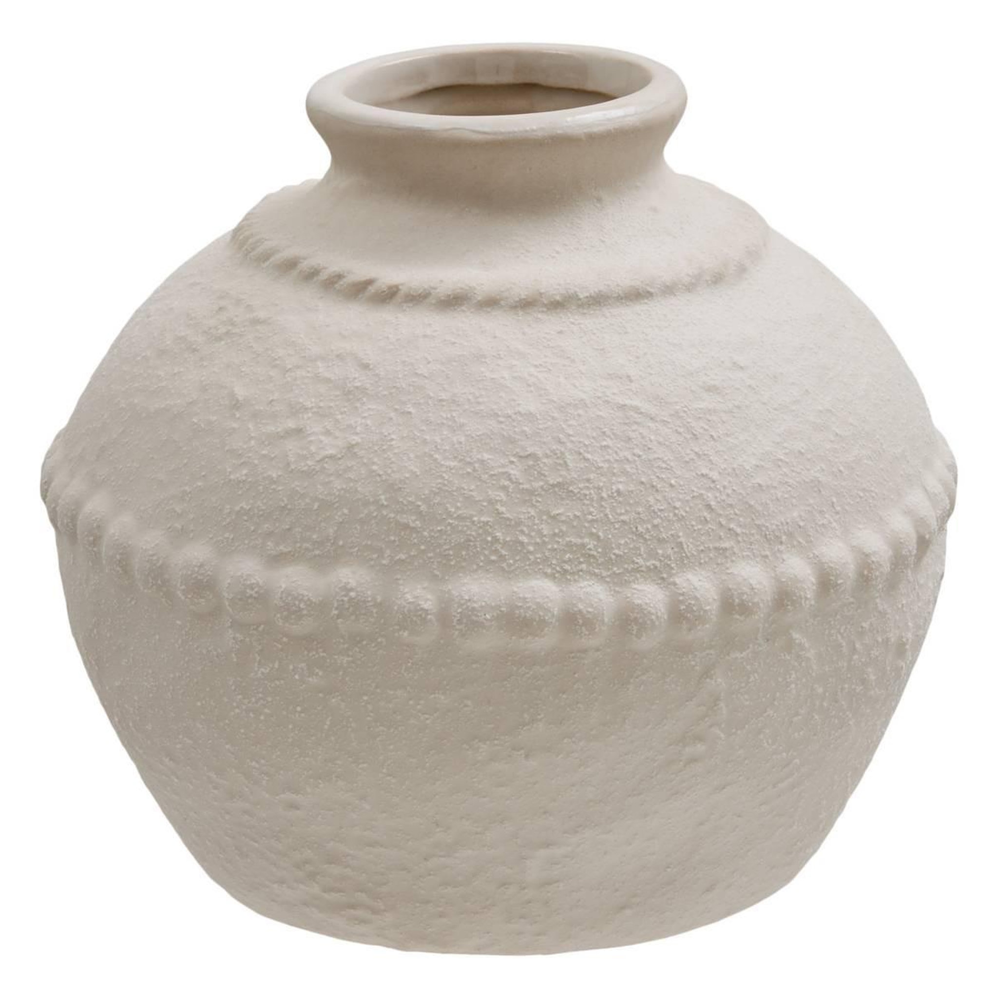 ATMOSPHERA Vase Déco en Grès  Lewis  15cm Blanc