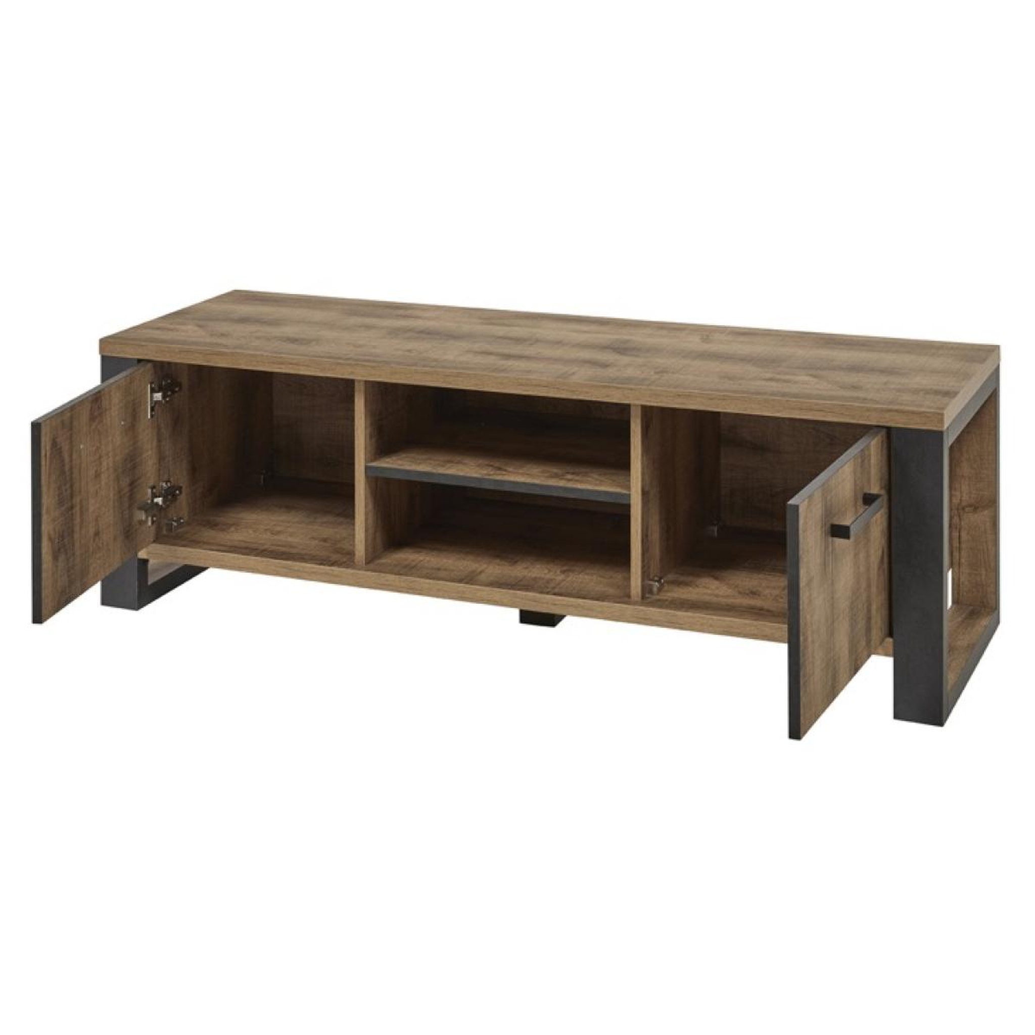 Voir la diapositive 4 : JLC KREATION Meuble tv en bois 2 portes-2 niches MONA