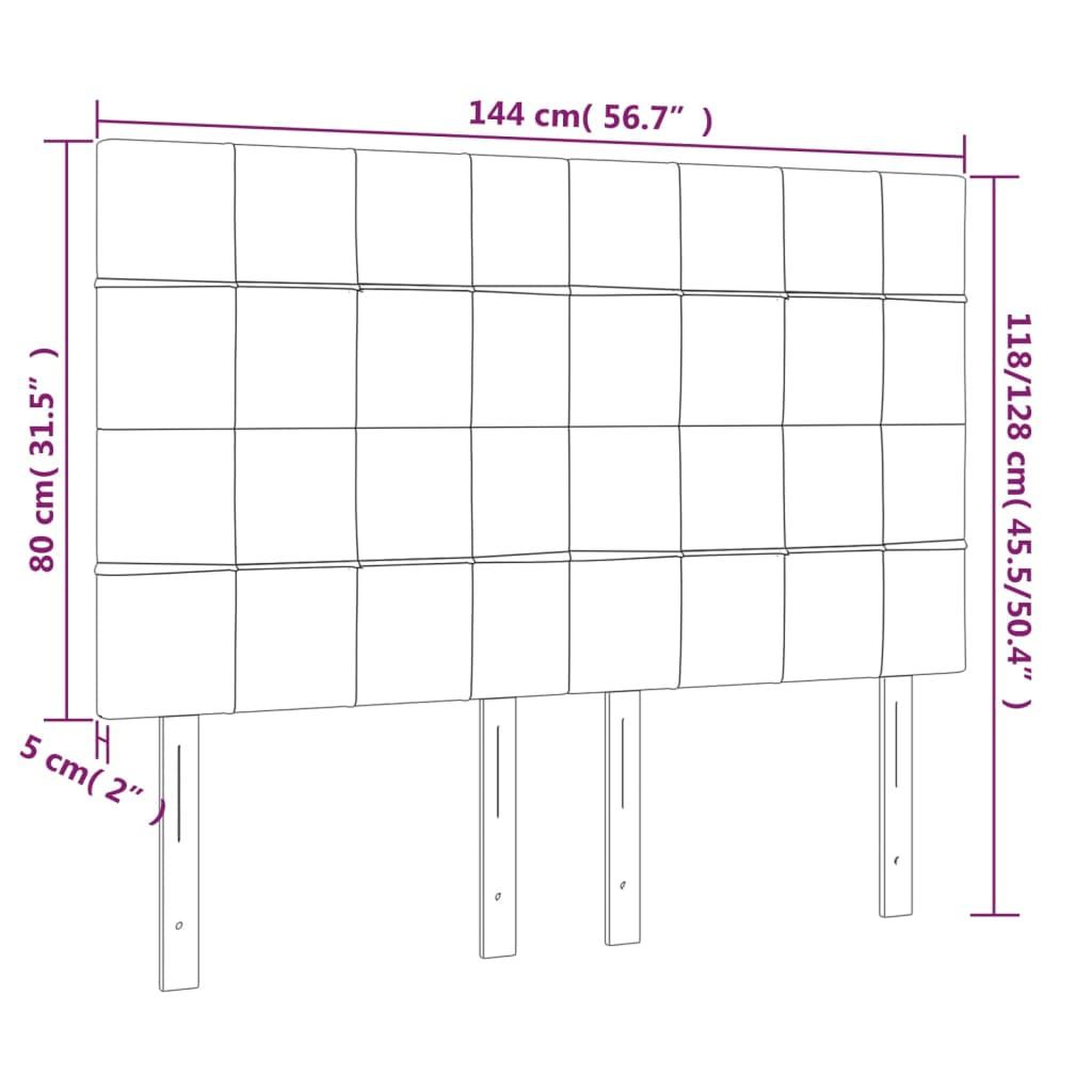 Voir la diapositive 6 : VIDAXL Tete de lit a LED Taupe 144x5x118/128 cm Tissu