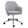 HOMCOM HOMCOM Chaise de bureau design contemporain dossier accoudoirs striés hauteur réglable pivotant 360° piètement chromé lin gris clair