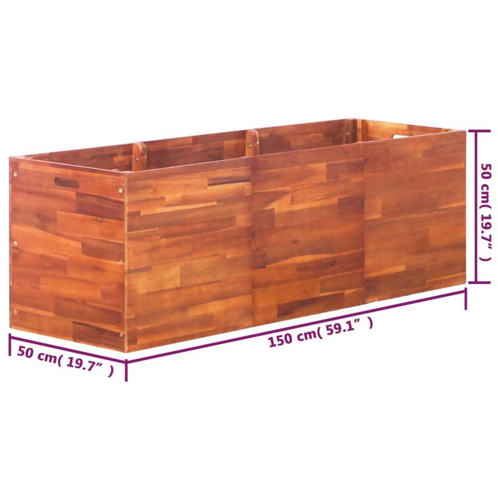 Voir la diapositive 6 : VIDAXL Lit sureleve de jardin Bois d'acacia 150x50x50 cm