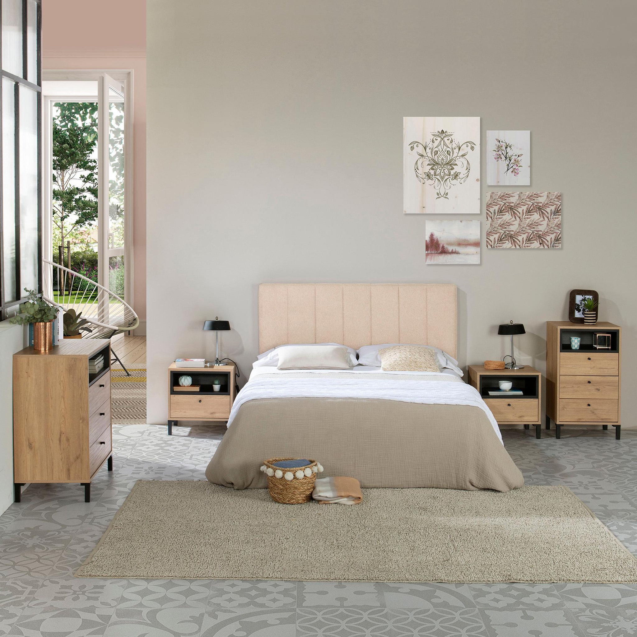 Voir la diapositive 5 : MARCKONFORT Tête de lit tapissée Creta 140x60 cm Couleur Beige, 8 cm d'épaisseur