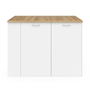 Voir la diapositive 3 : ID MARKET Ilot central TIBO 120 cm bois blanc avec plan de travail façon hêtre