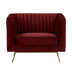 MAISON PAVANE Fauteuil en velours bordeaux et pieds en métal doré-Gatsby