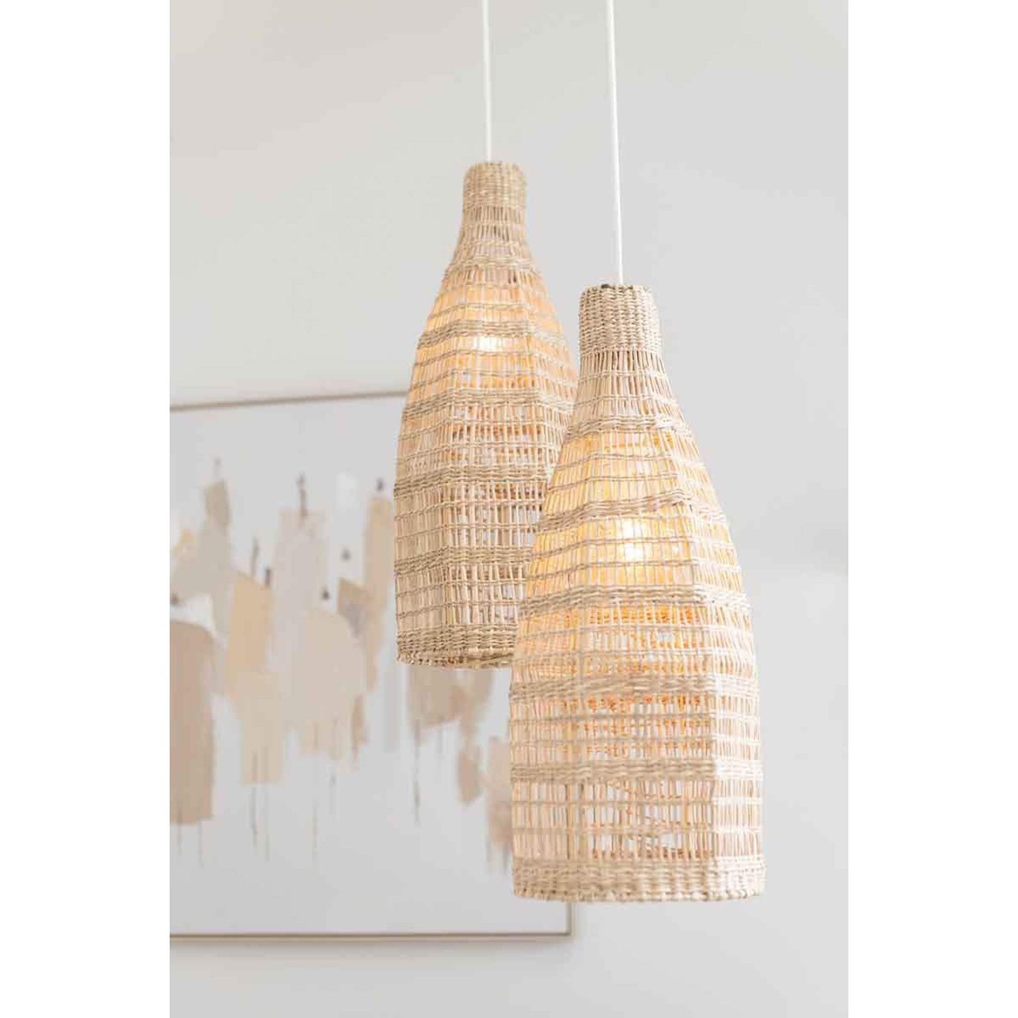 Voir la diapositive 6 : J-LINE Abat-Jour Suspendu en Rotin  Zostere  52cm Beige