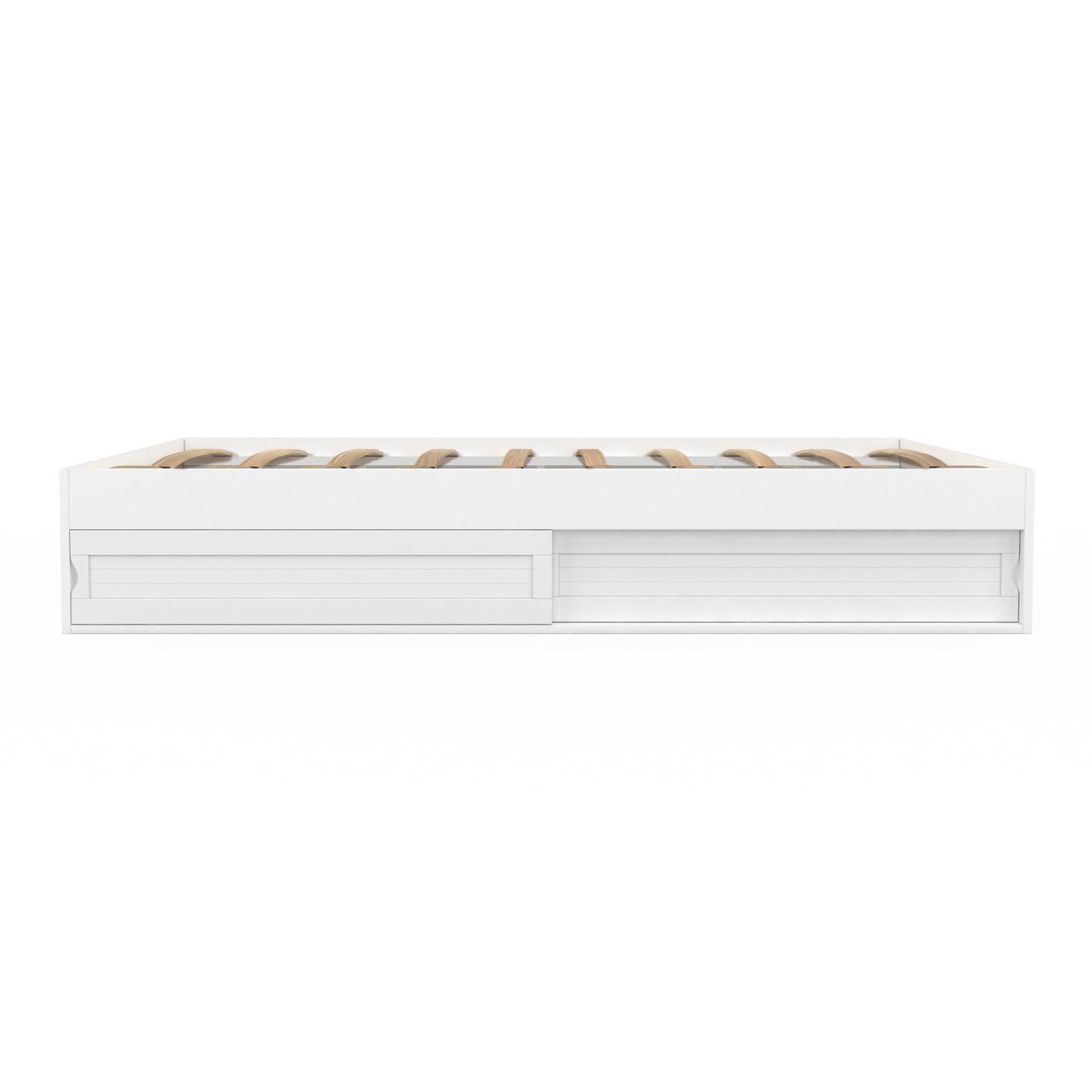 Voir la diapositive 4 : ID MARKET Cadre de lit double salem avec rangements et sommier 140 x 190 cm blanc