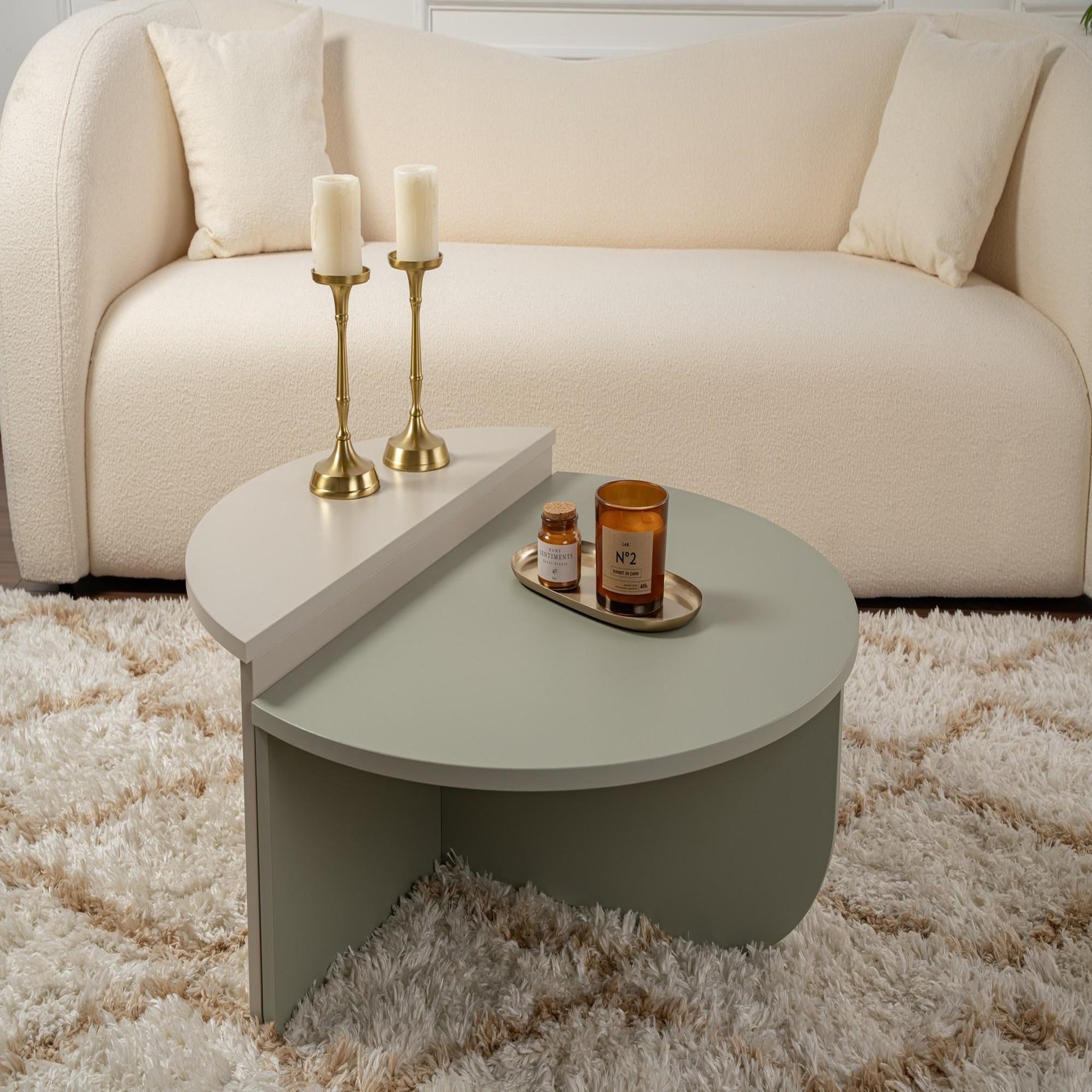 Voir la diapositive 2 : Habitat et Jardin Table basse en bois  orion  90 x 60 x 30 cm - vert cendré