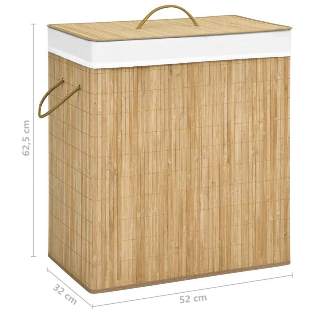 VIDAXL Panier a linge avec 2 sections bambou 100 L