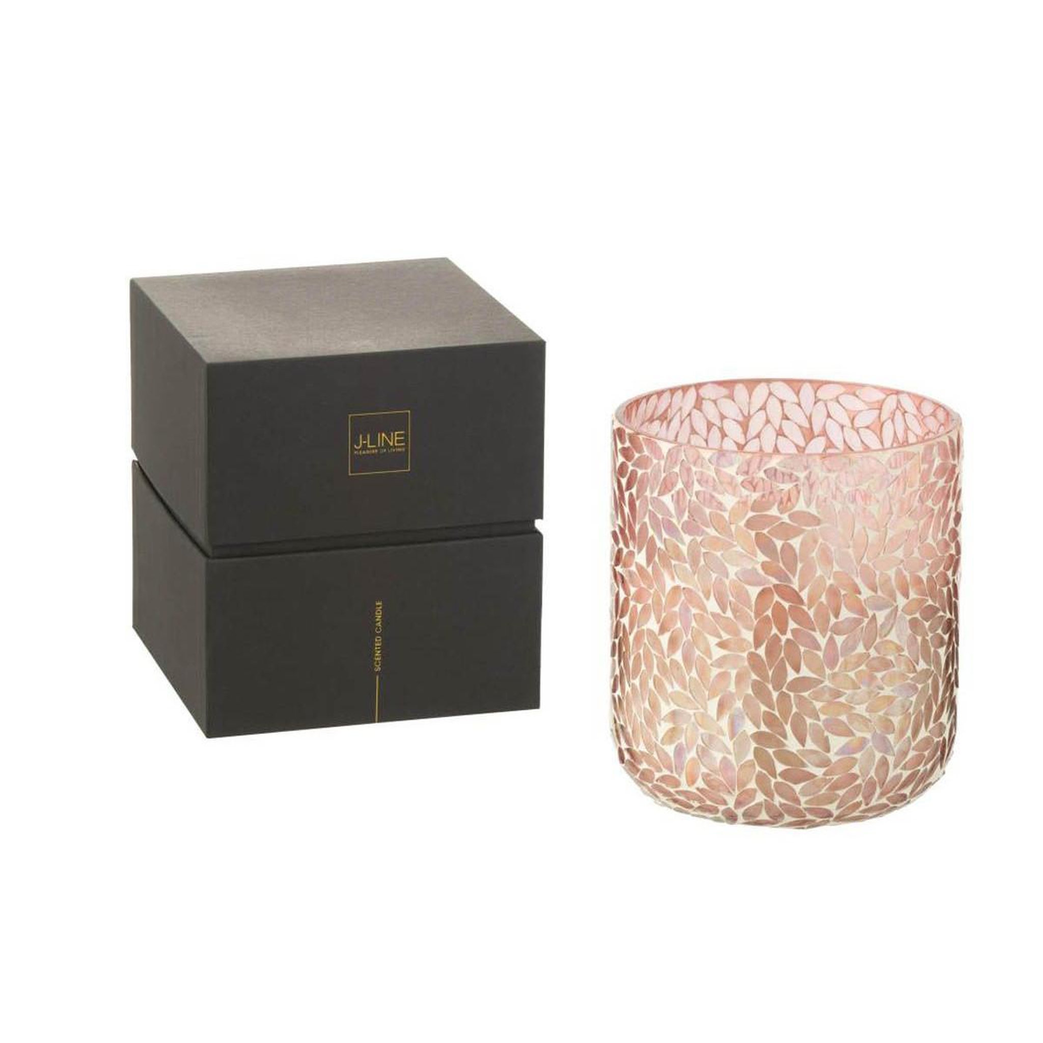 Voir la diapositive 2 : J-LINE Bougie parfumée mosaïque  cyra  20cm tender rose