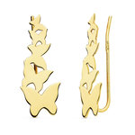 L'ATELIER D'AZUR Boucles d'Oreilles Or 18 Carats 750 Jaune - Contours Grimpeurs - Papillons