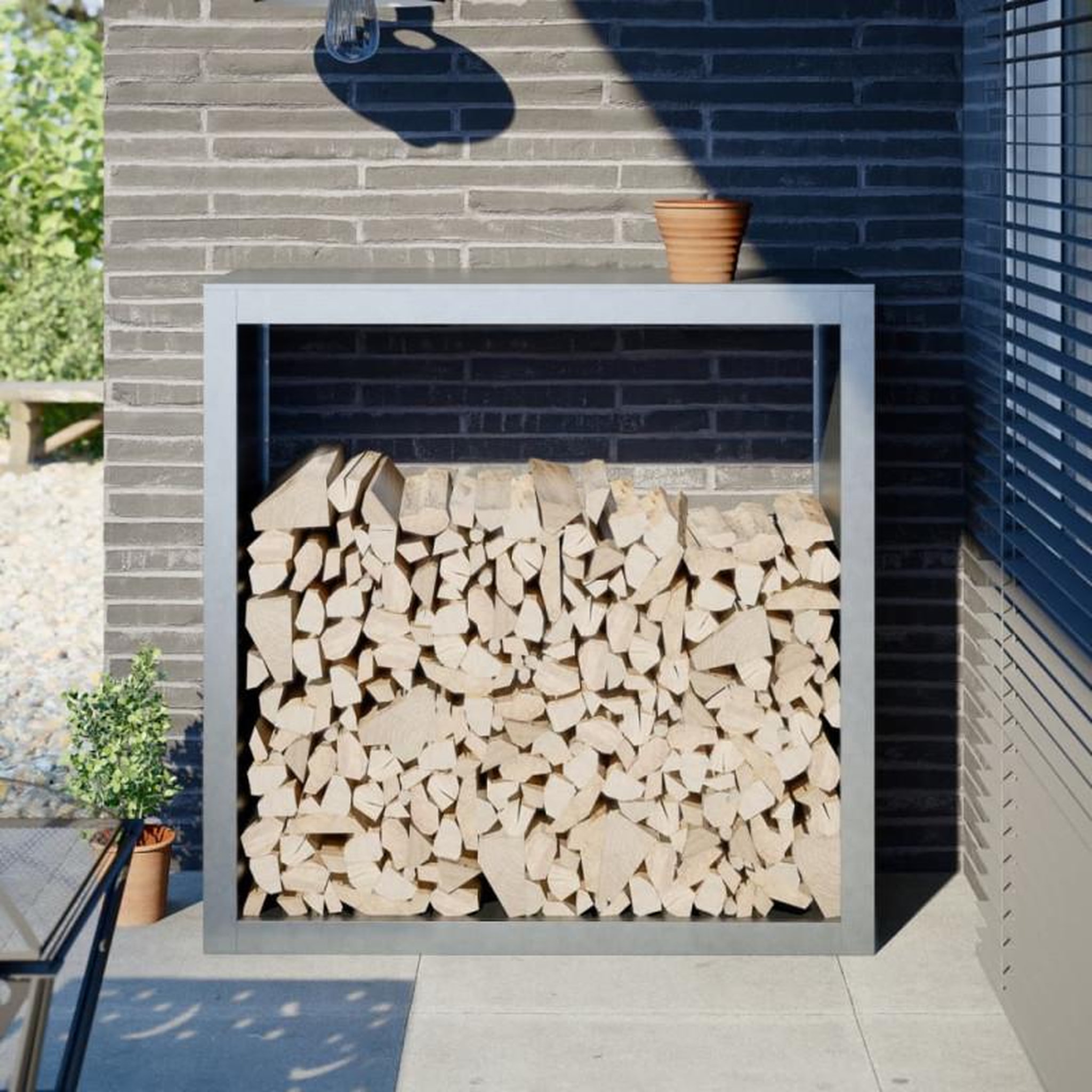 Voir la diapositive 1 : VIDAXL Portant de bois de chauffage 100x40x100 cm acier galvanisé