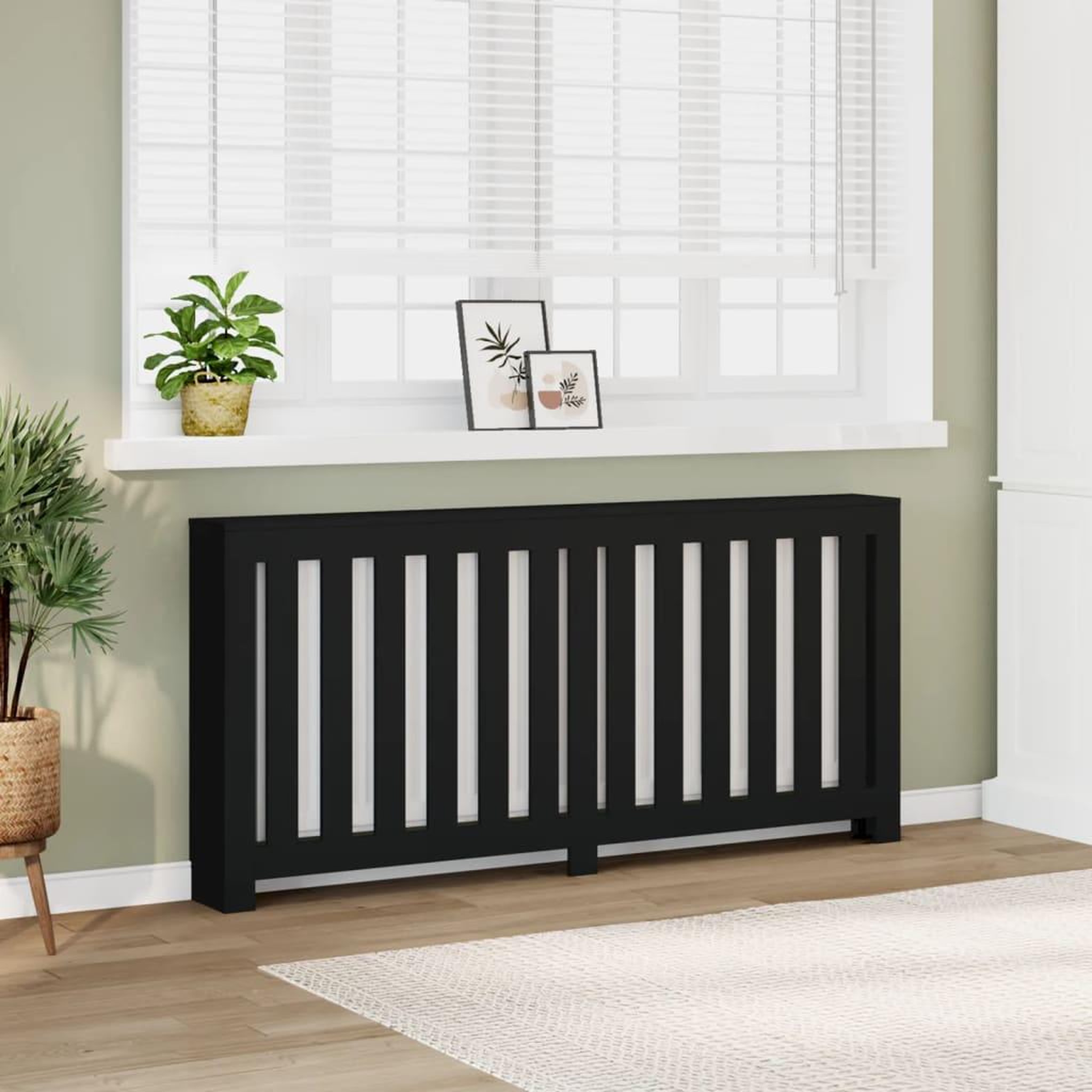 VIDAXL Cache-radiateur noir 175x20x82 cm bois d'ingenierie