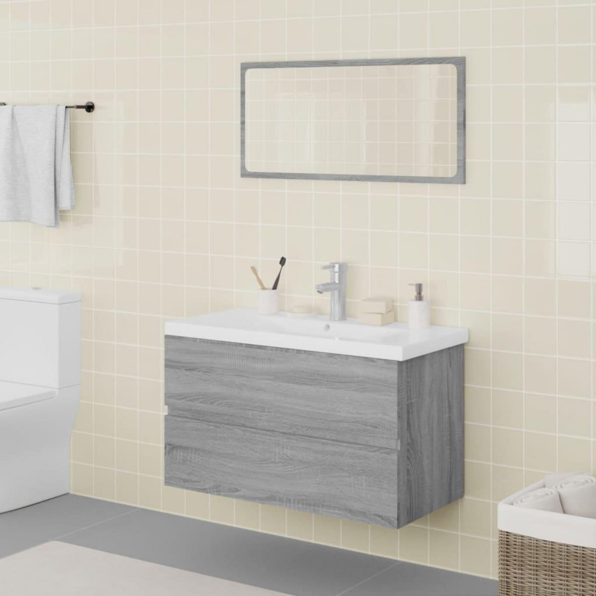 VIDAXL Meubles de salle de bain Sonoma gris Bois d'ingenierie