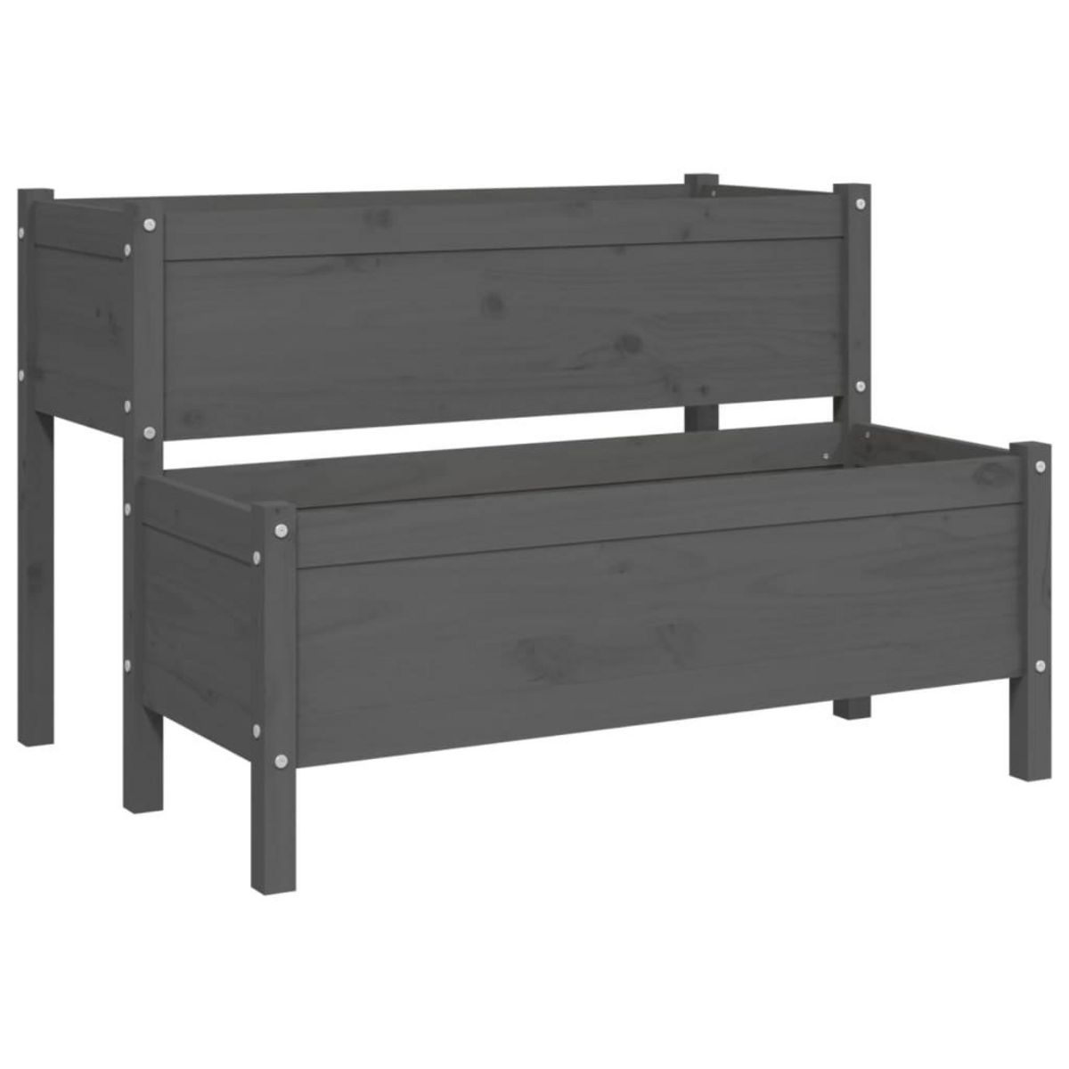 VIDAXL Jardiniere Gris 110x84x75 cm Bois massif de pin