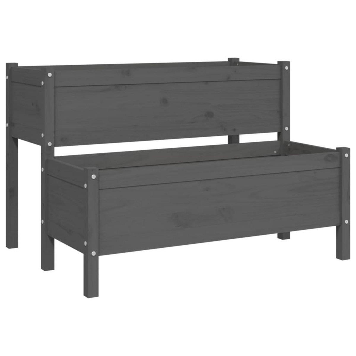 VIDAXL Jardiniere Gris 110x84x75 cm Bois massif de pin