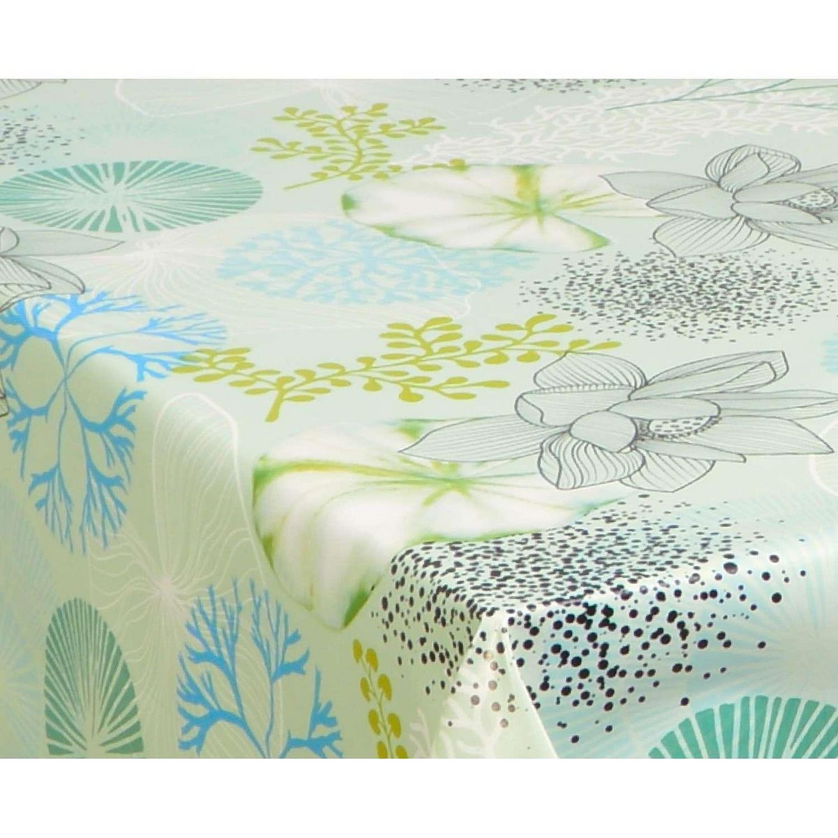 HABITABLE Nappe en toile cirée rectangulaire Notica - 140 x 200 cm - Vert