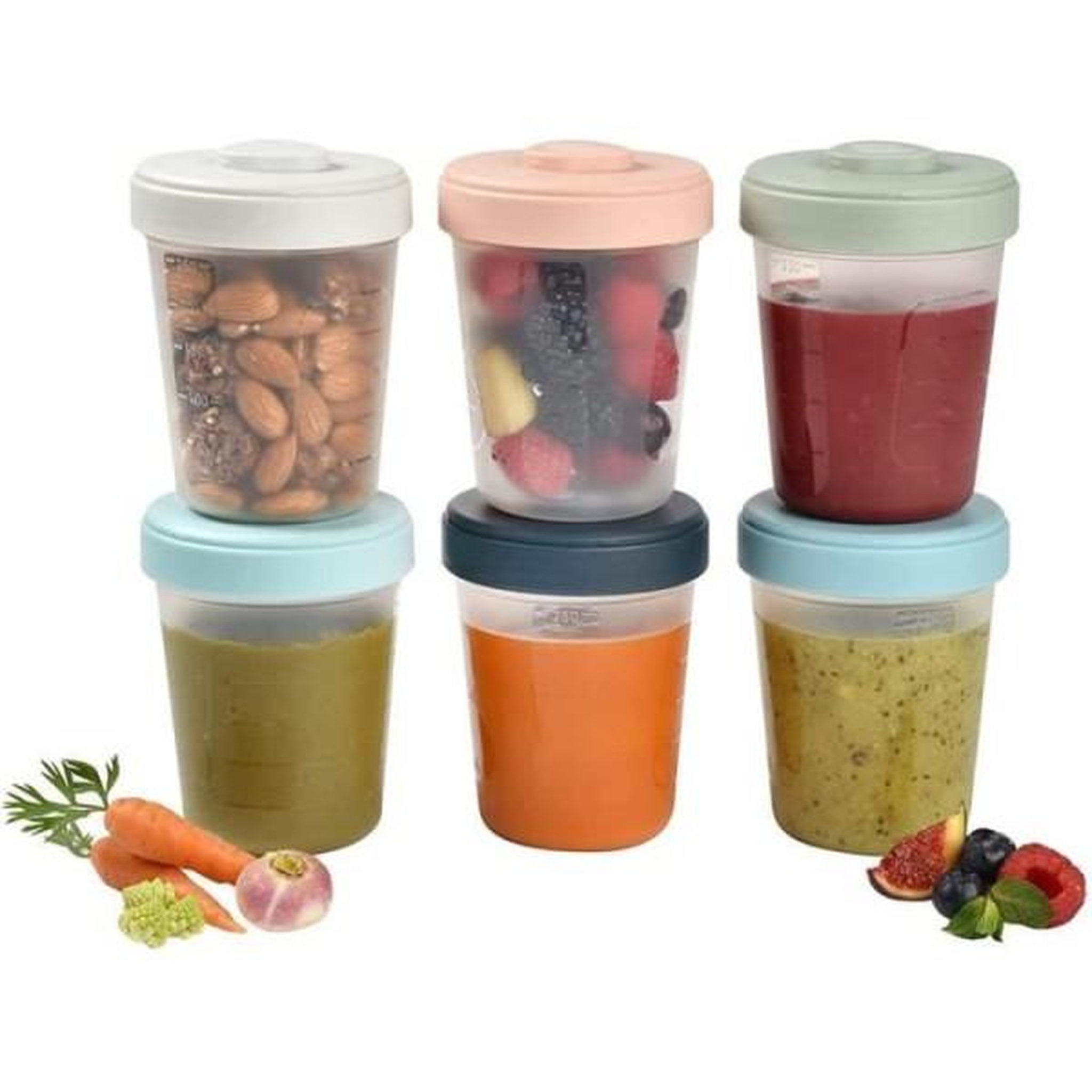 Voir la diapositive 2 : MARKET24 BÉABA - Lot 6 Portions Clip - 2eme Age - 250ml - 100% Hermetique - Empilables