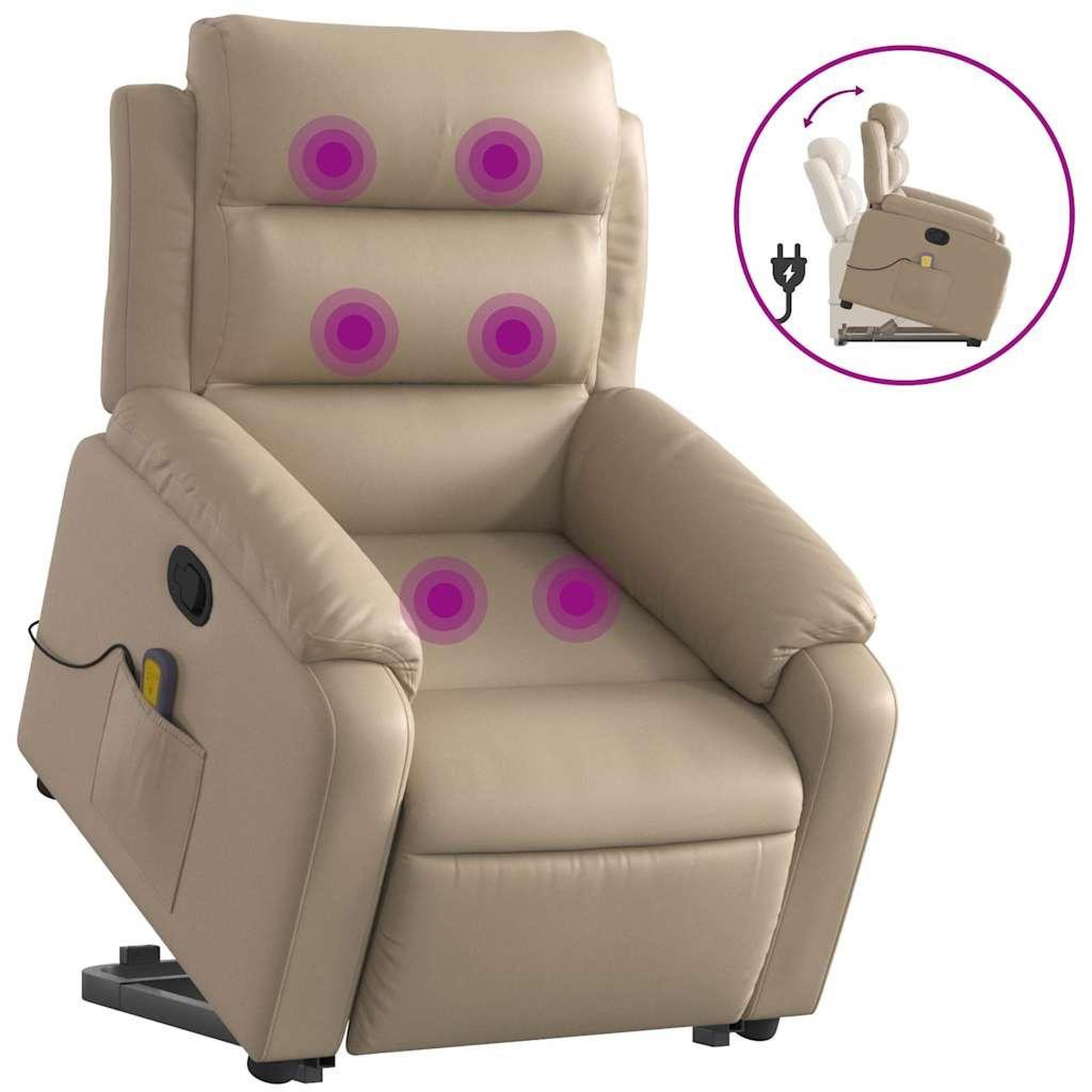 Voir la diapositive 2 : VIDAXL Fauteuil inclinable de massage Cappuccino Similicuir