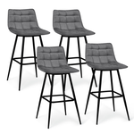 ID MARKET Lot de 4 tabourets de bar MADY en velours gris clair