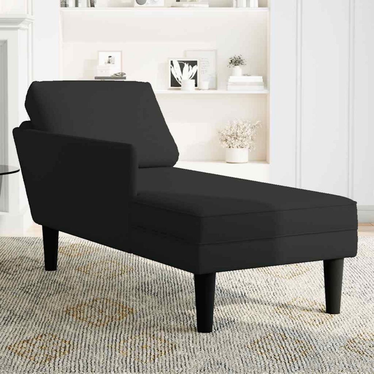 VIDAXL Fauteuil long avec coussin et accoudoir droit noir velours